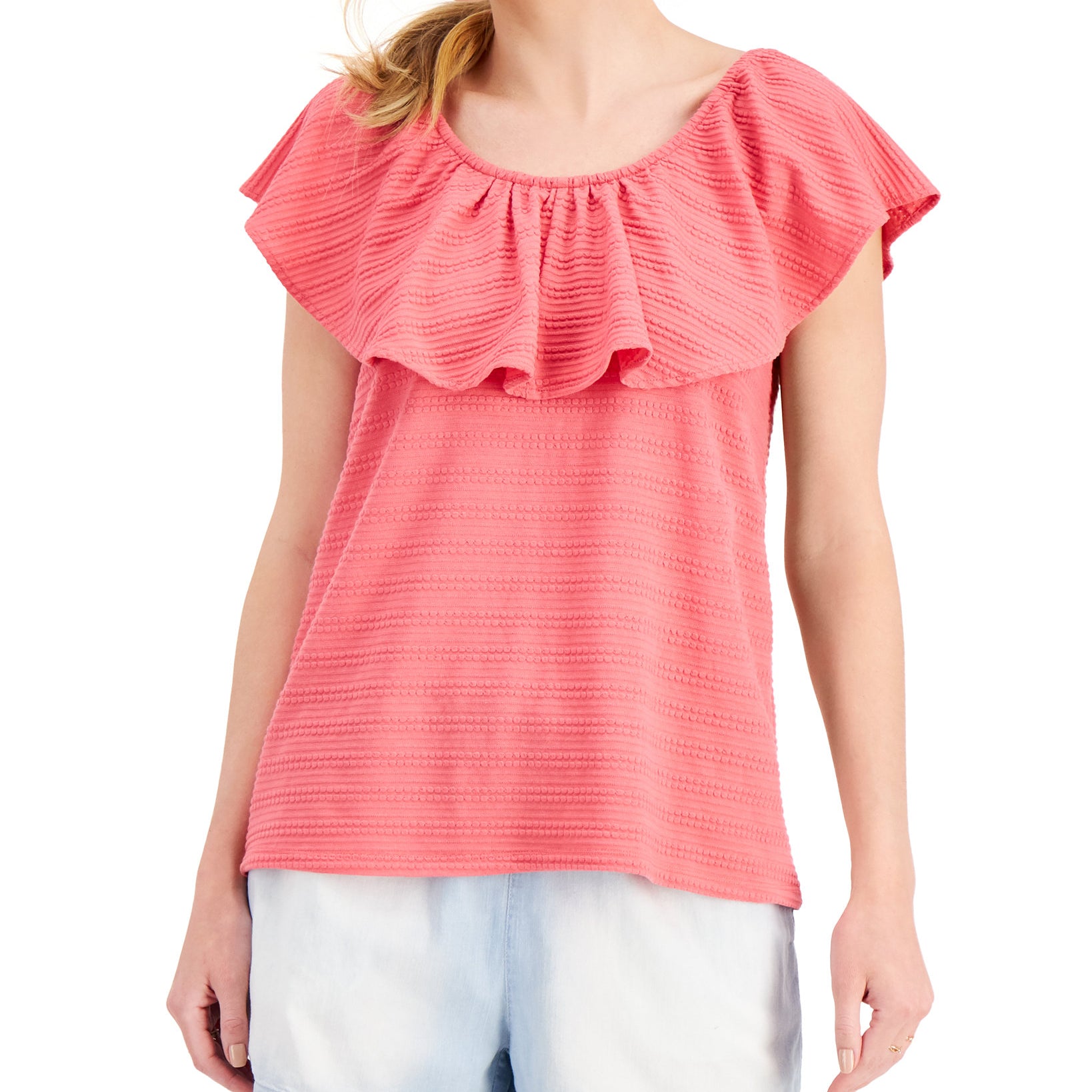 Style & Co Women Ruffled Off The Shoulder Top