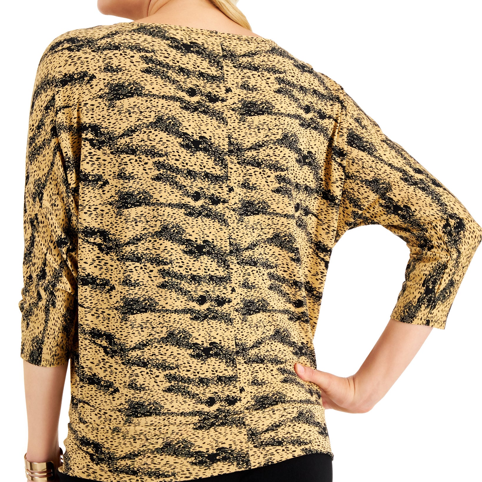 JM Collection Women Petite Printed 3 4 Sleeve Top