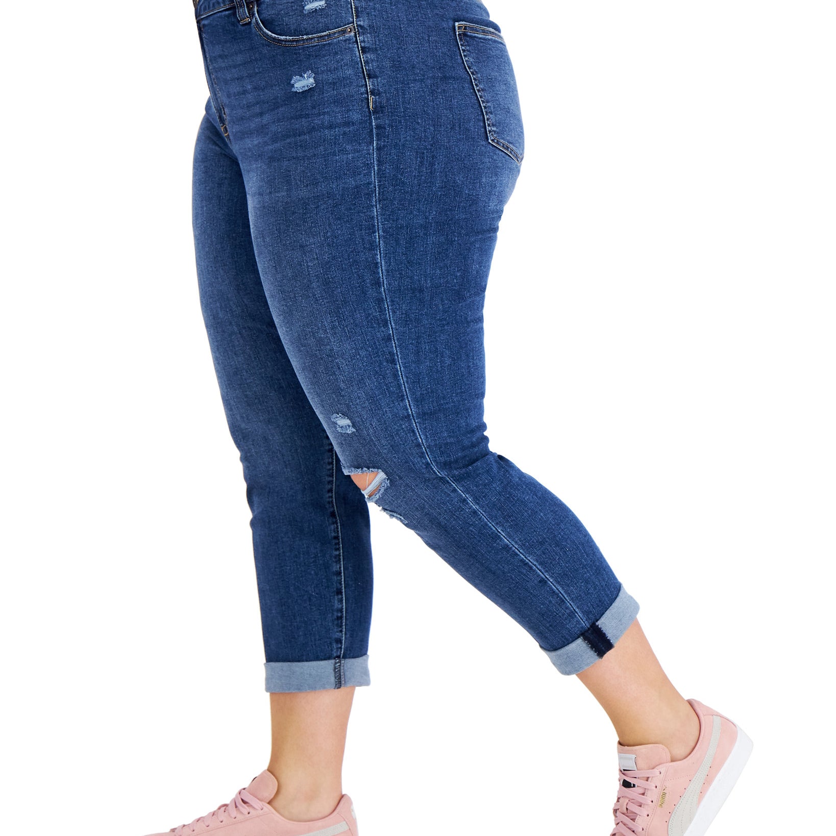 Celebrity Pink Women Plus Trendy Ripped Girlfriend Jeans