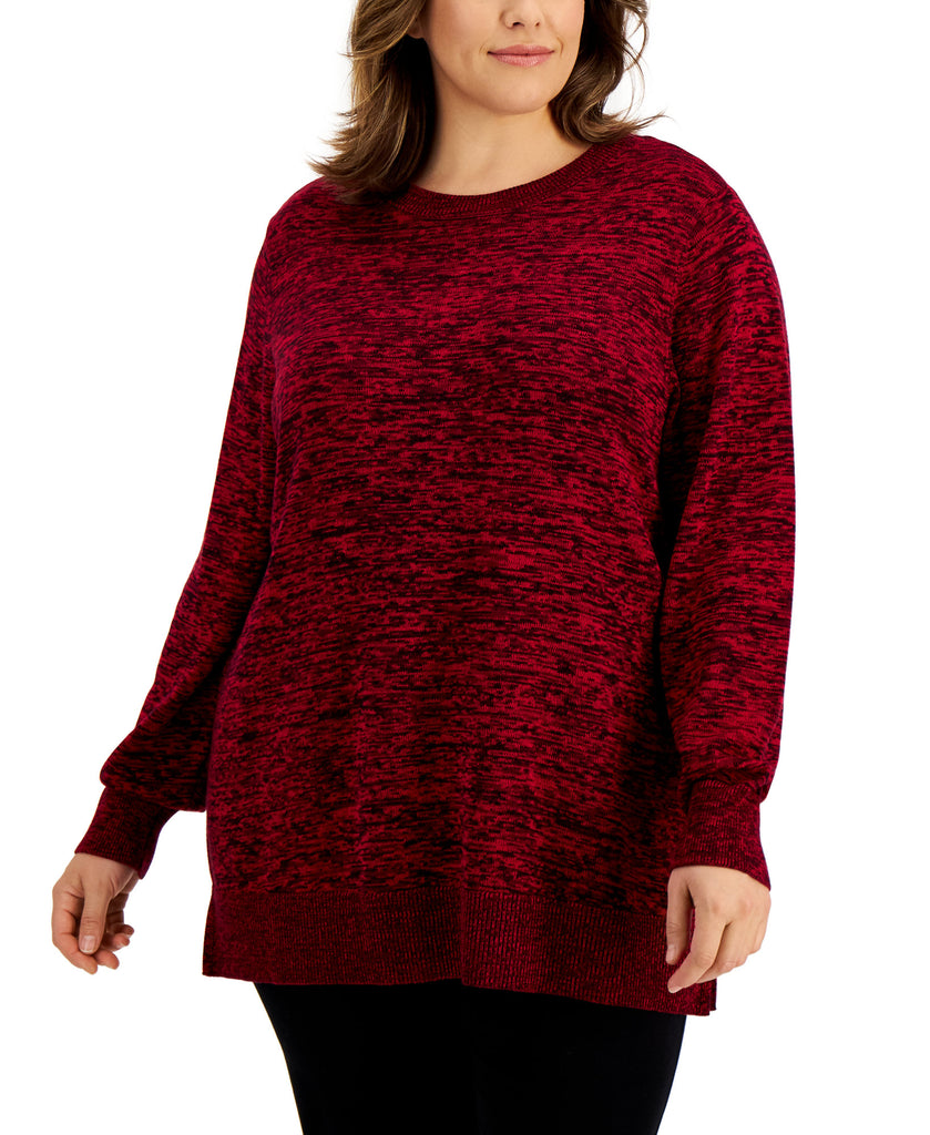 Karen Scott Women Plus Space Dyed Sweater New Red Amore