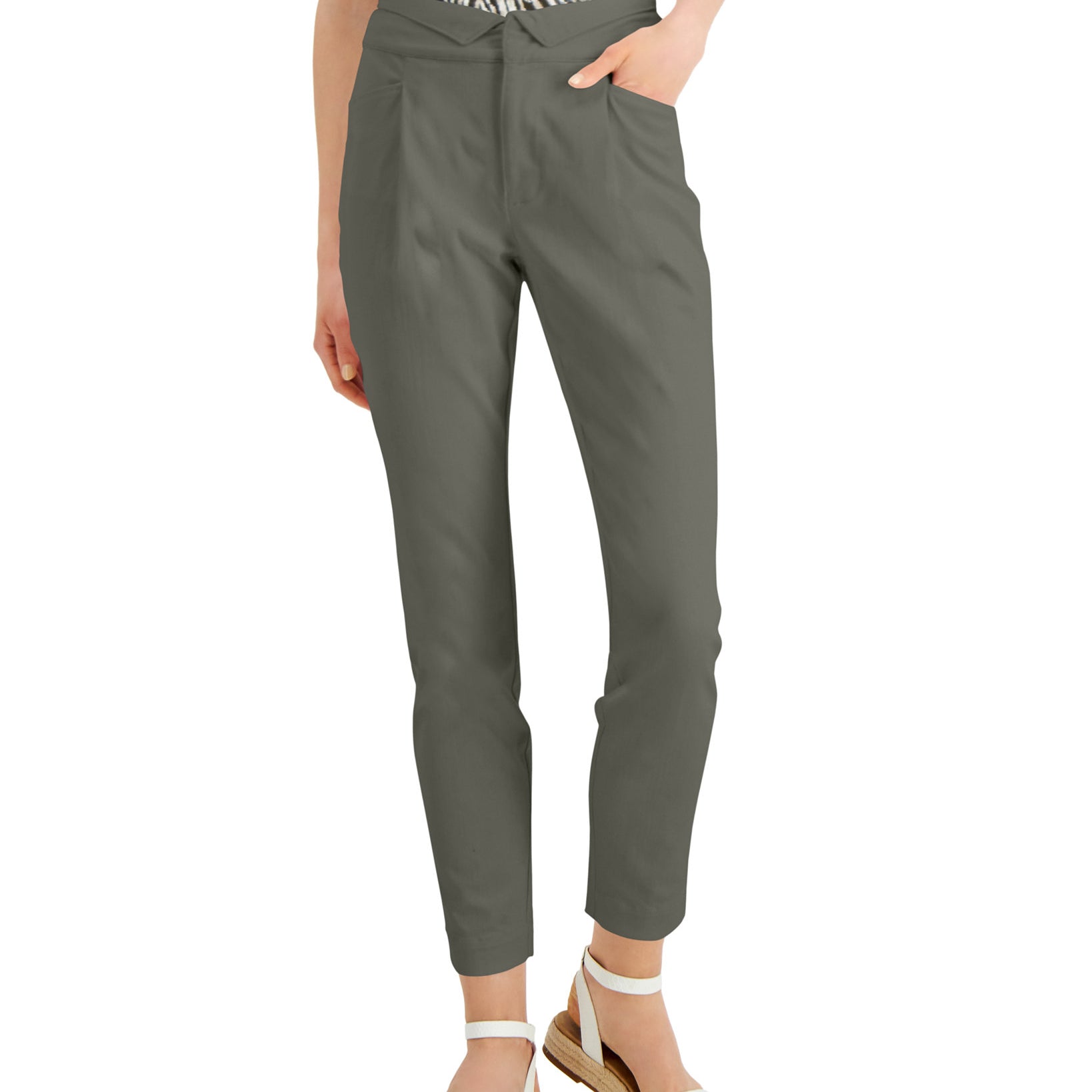 INC International Concepts Women Folded Waist Tapered Pants