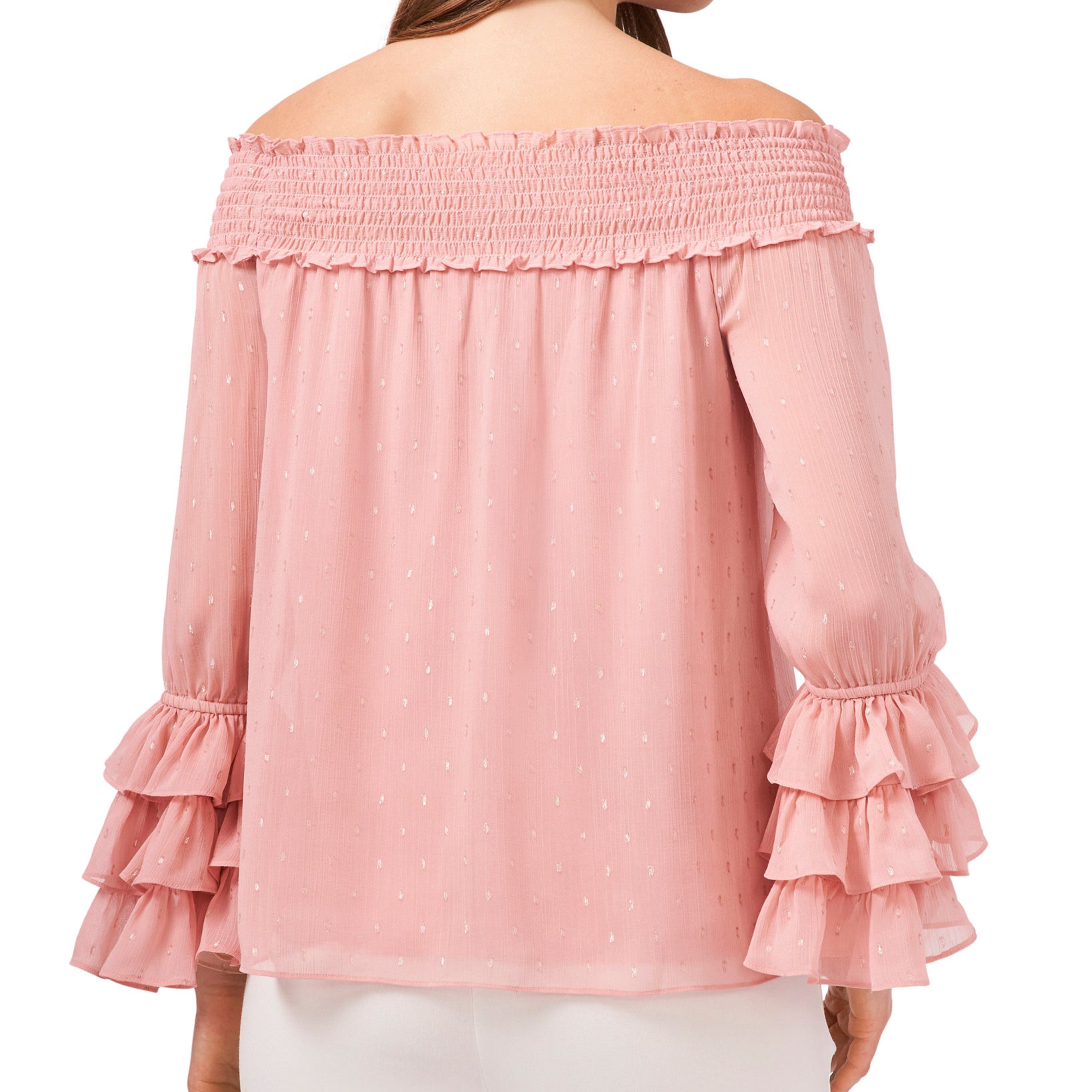 MSK Women Off The Shoulder Printed Chiffon Top