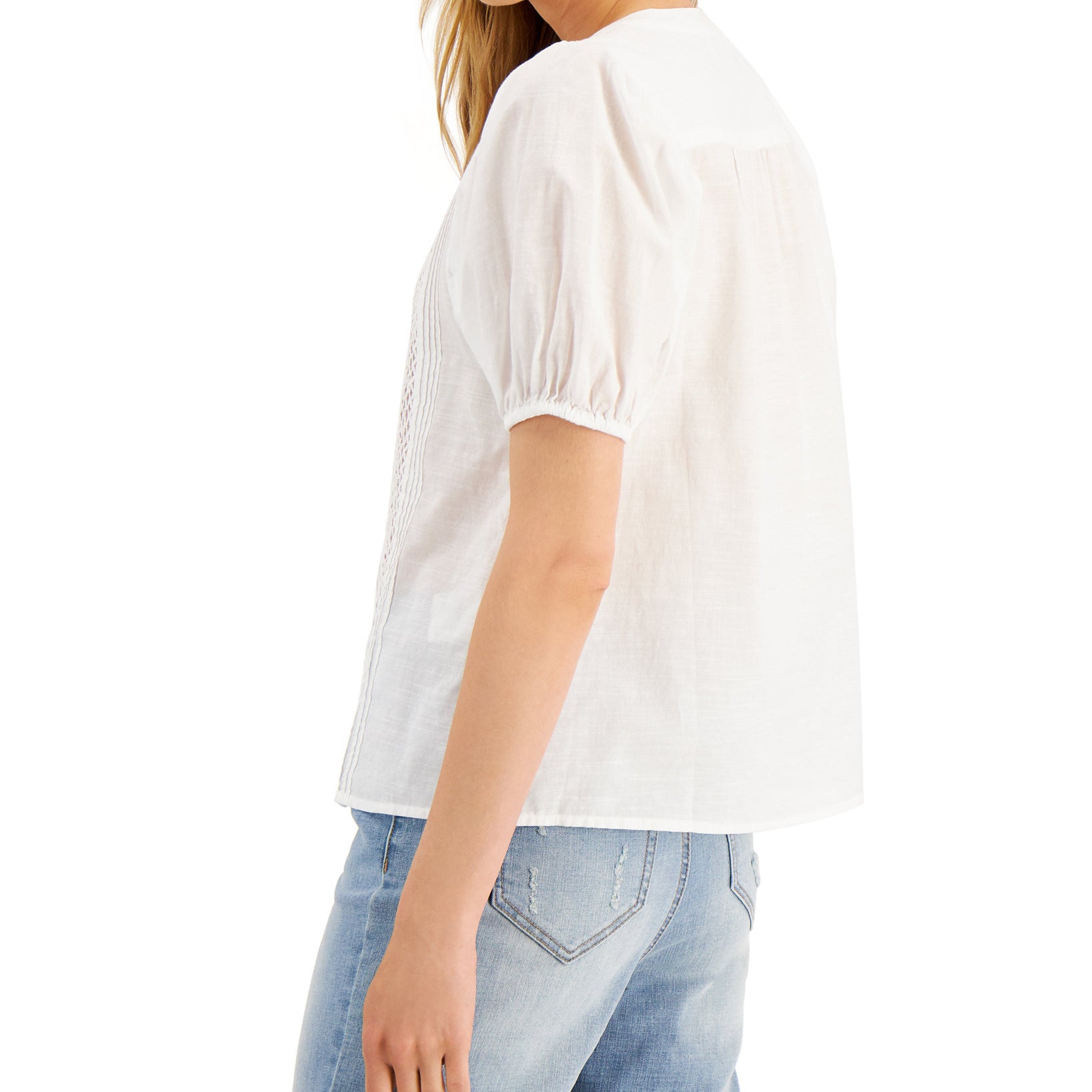 INC International Concepts Women Cotton Pintucked Blouse