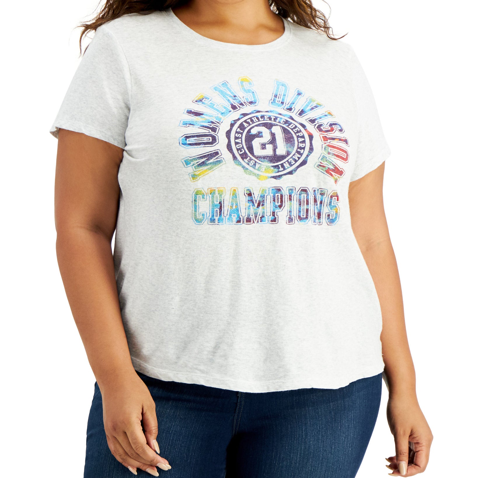 Style & Co Women Plus Cotton Graphic Print T Shirt Champions