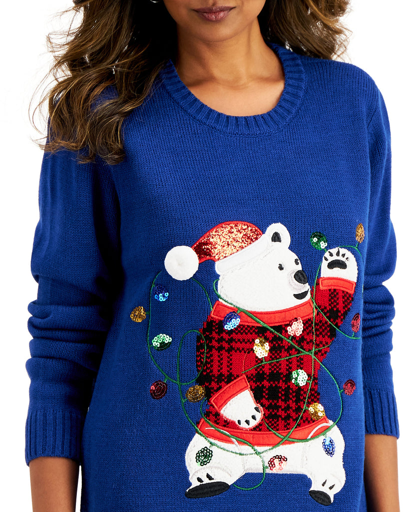Karen Scott Women Embellished Polar Bear Sweater