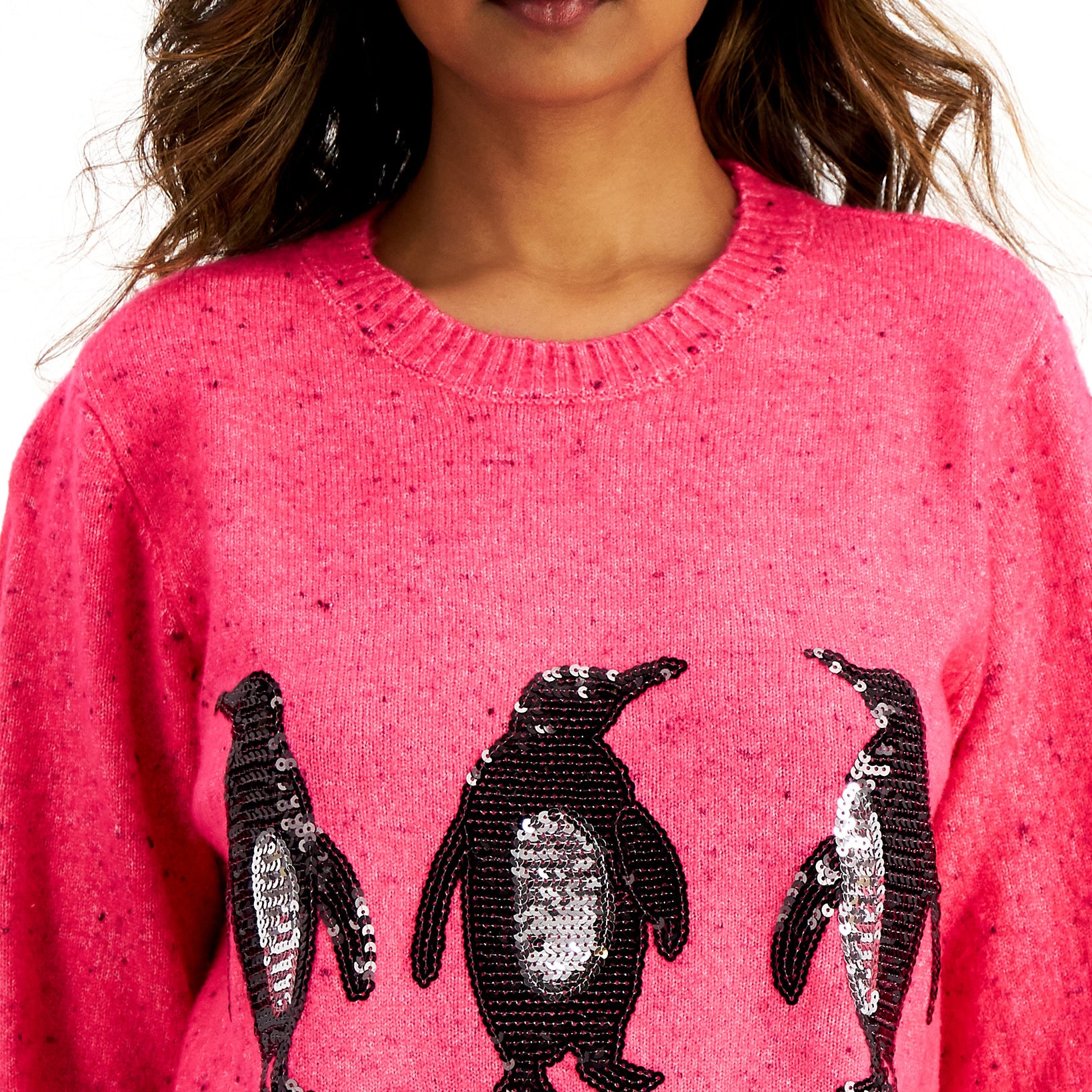 Karen Scott Women Embellished Penguin Sweater