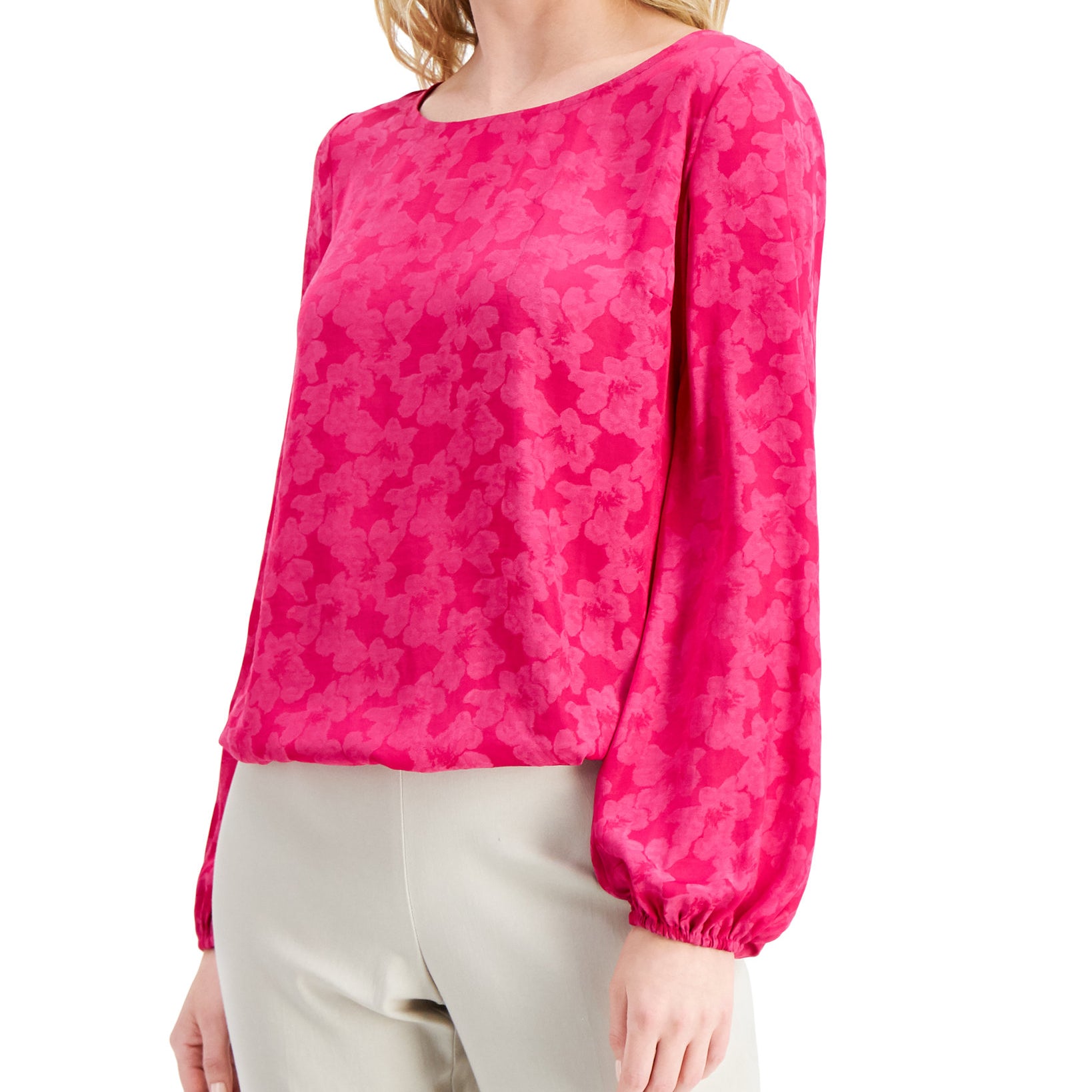 JM Collection Women Jacquard Bubble Hem Top