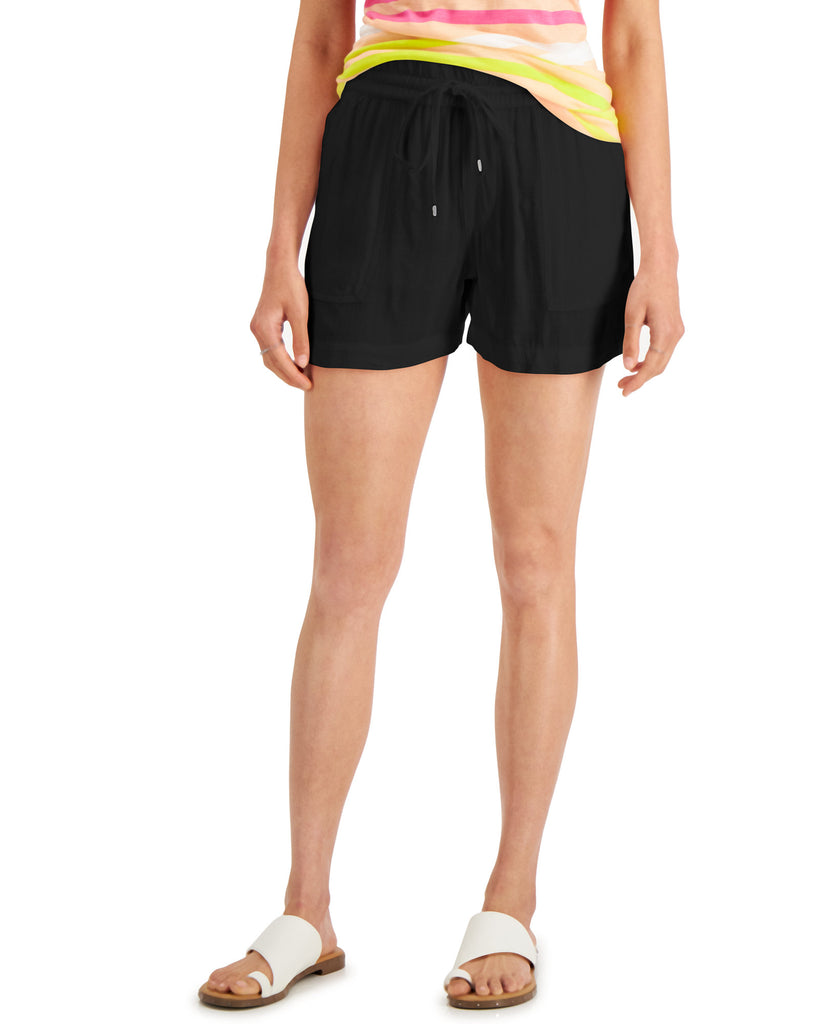 Style & Co Women Petite Pull On Shorts Deep Black