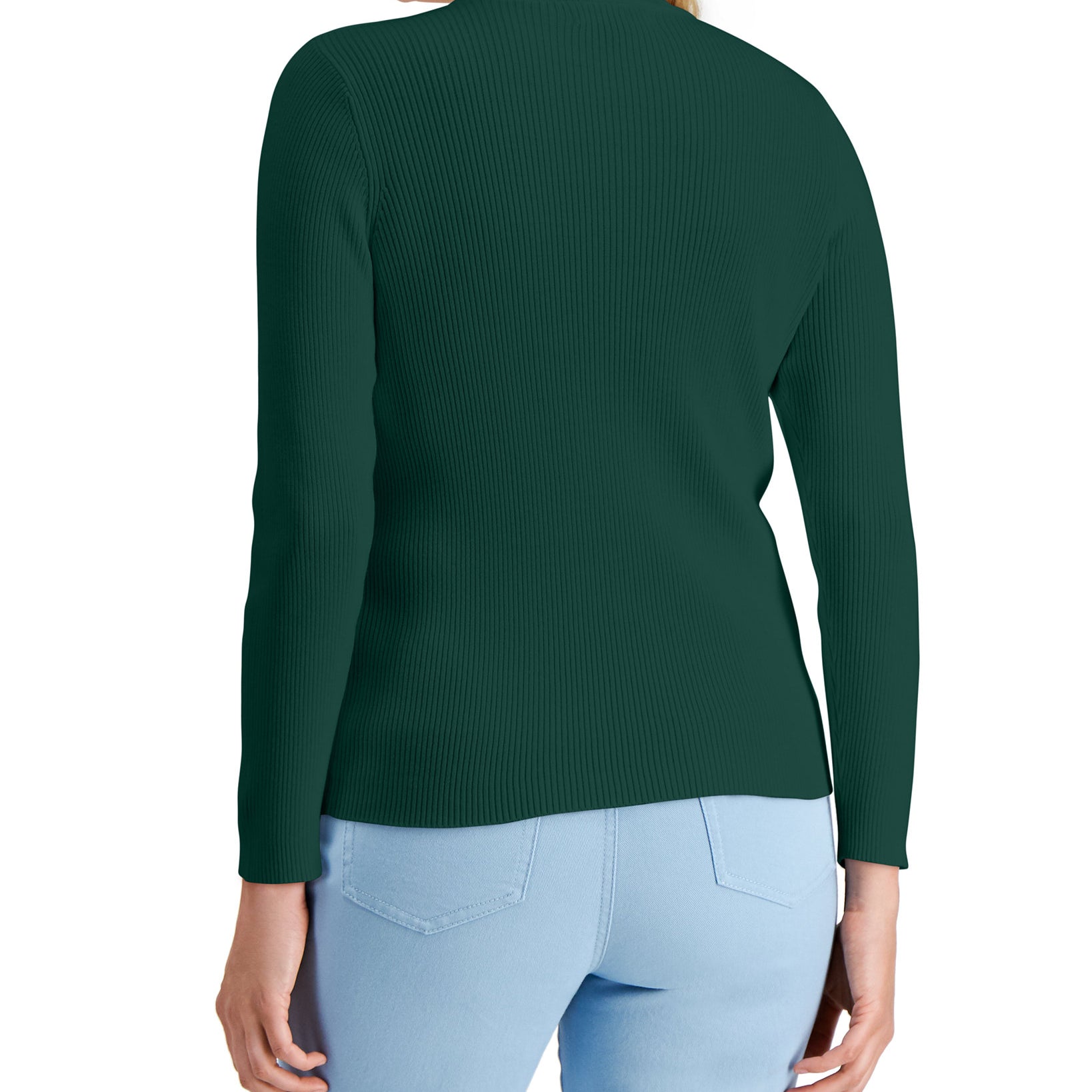 Karen Scott Women Cotton Solid Rib Mock Neck Sweater