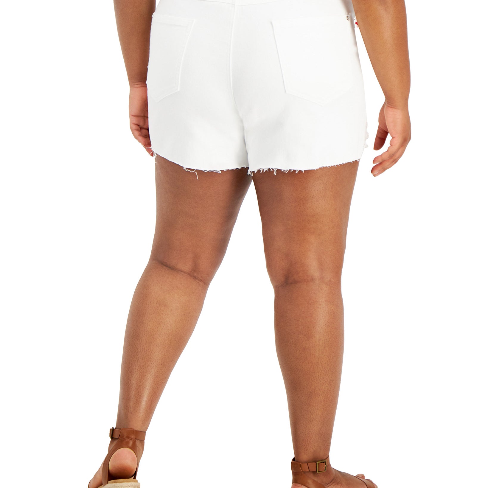 INC International Concepts Women Plus Dream Cotton Ripped Denim Shorts