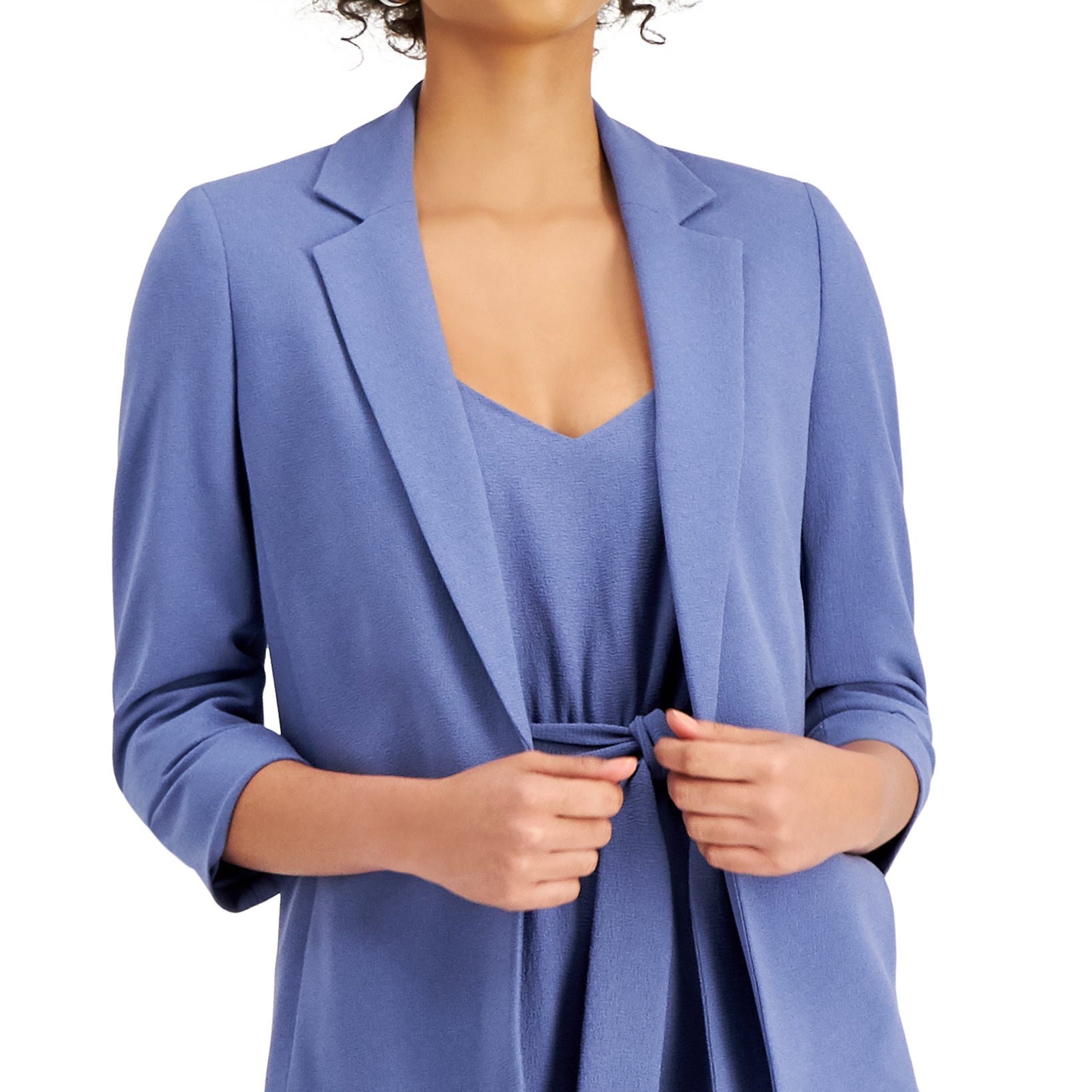 Bar III Women Open Front Blazer Blue Shadow