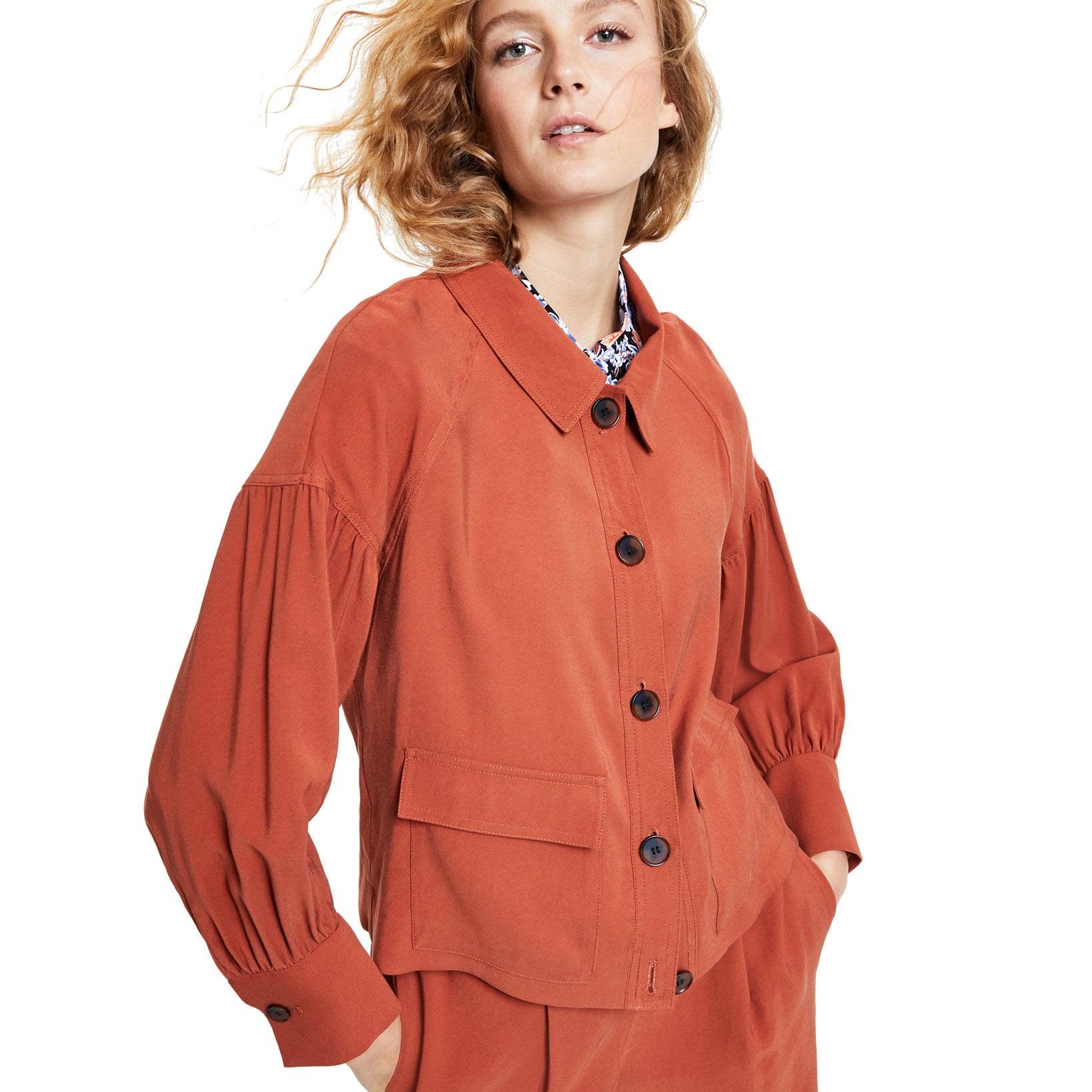 Bar III Women Puff Sleeve Trucker Jacket