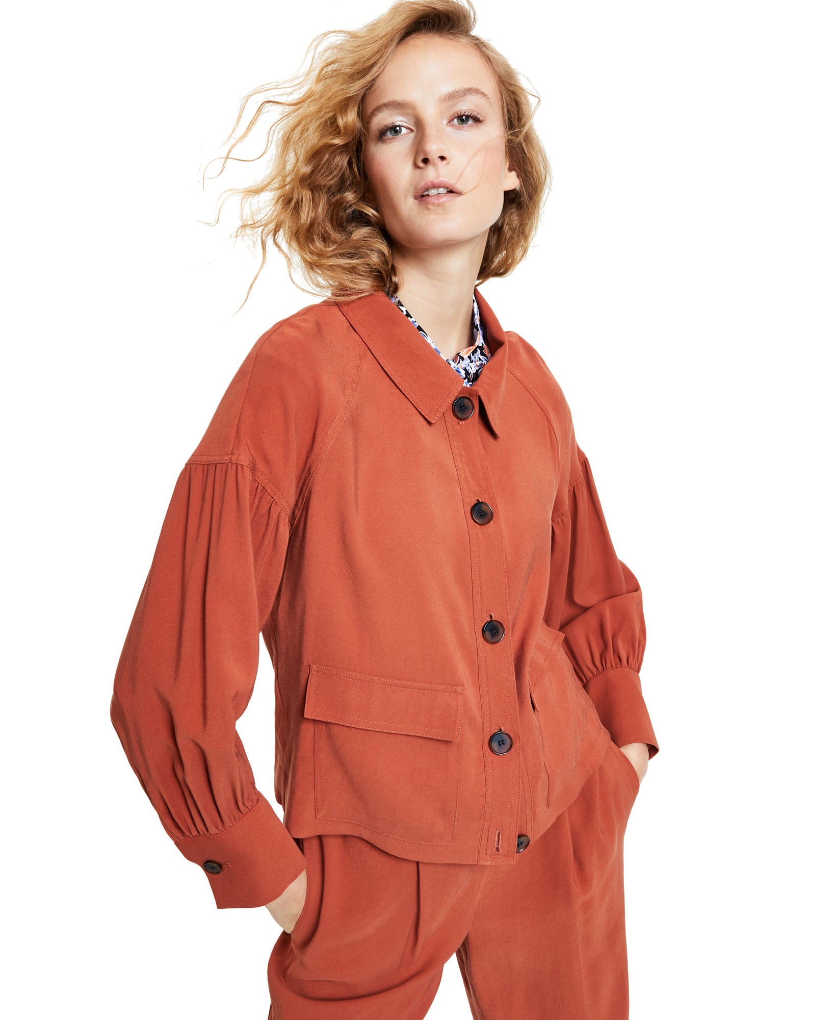 Bar III Women Puff Sleeve Trucker Jacket