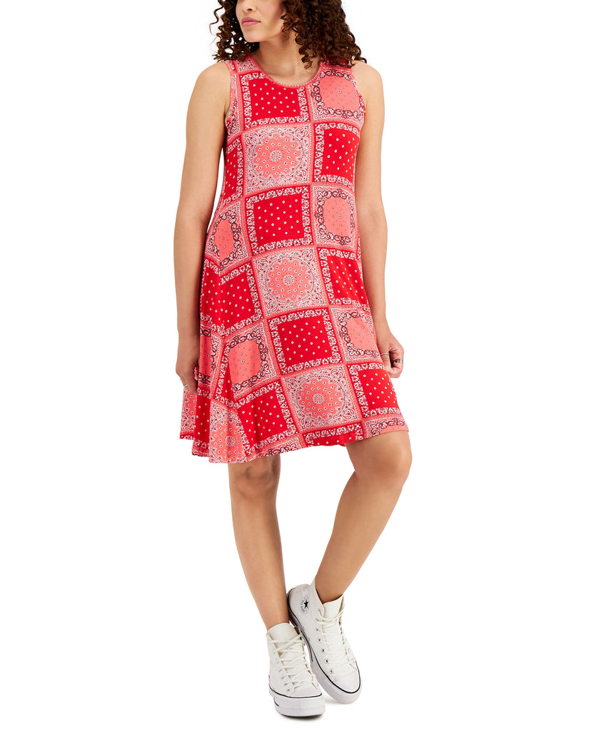 Style & Co Women Bandana Printed Sleeveless Knit Dress Bandana Rose