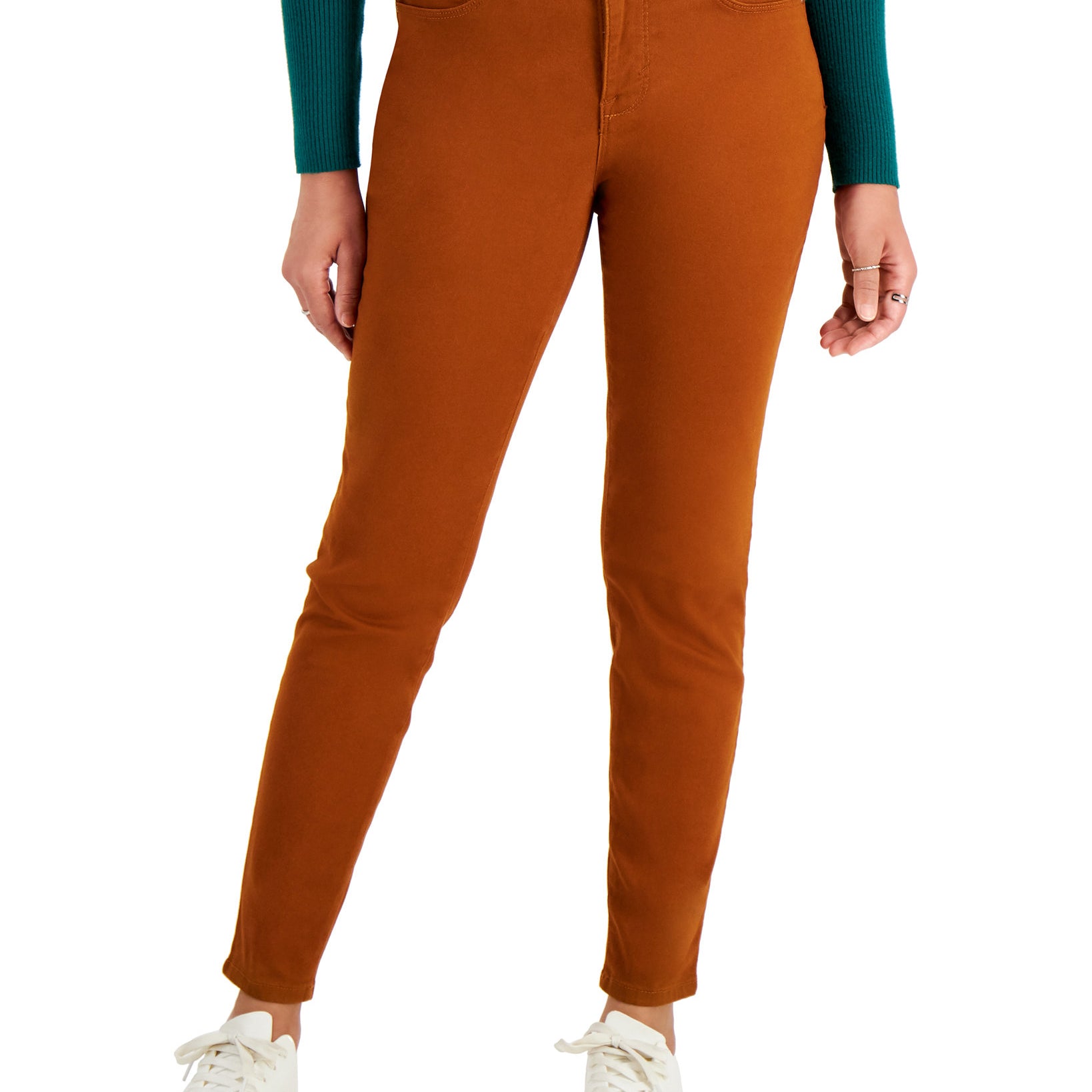 Style & Co Women Solid Tapered Leg Jeans Dark Chai
