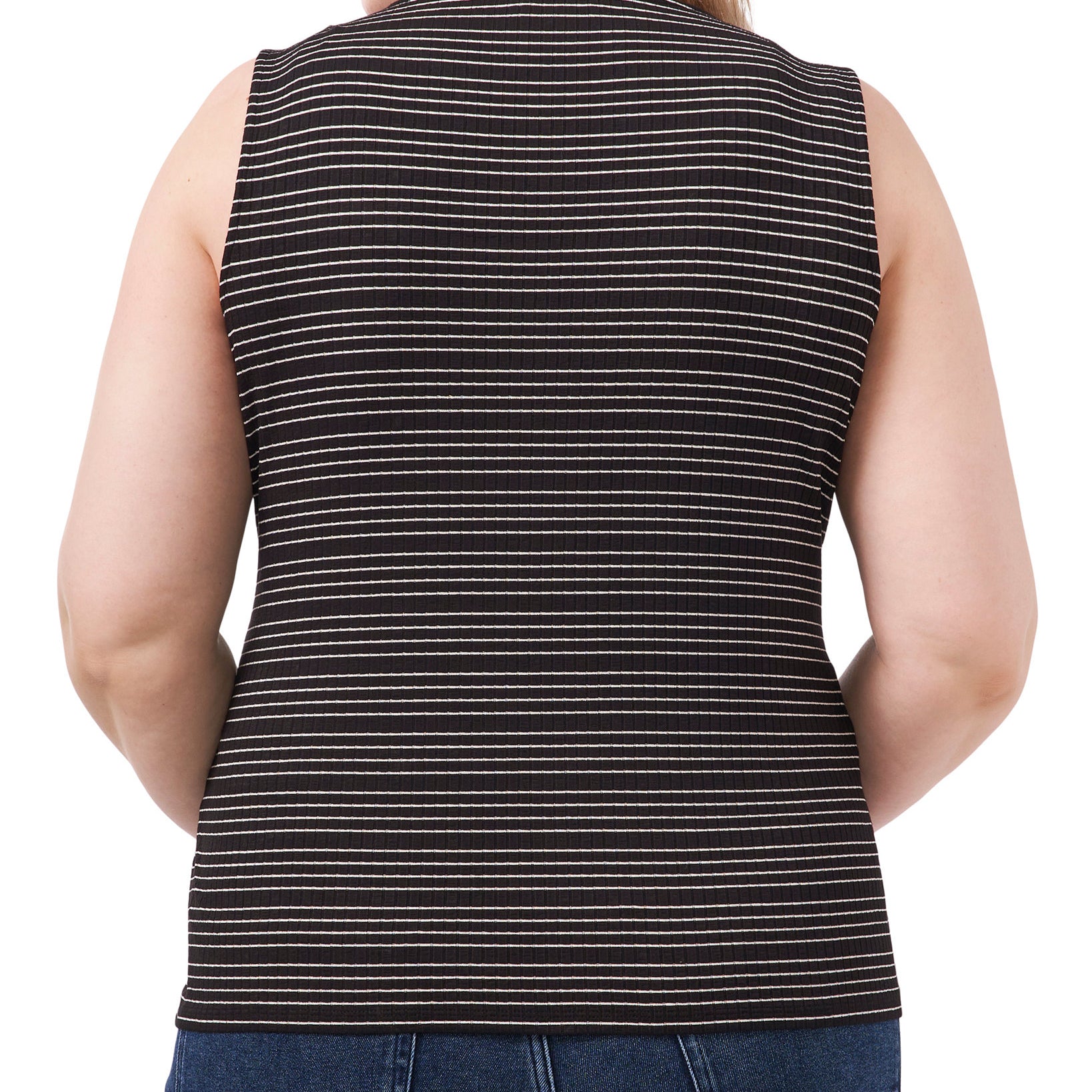1.STATE Women Plus Stripe Print Cutout Tank Top