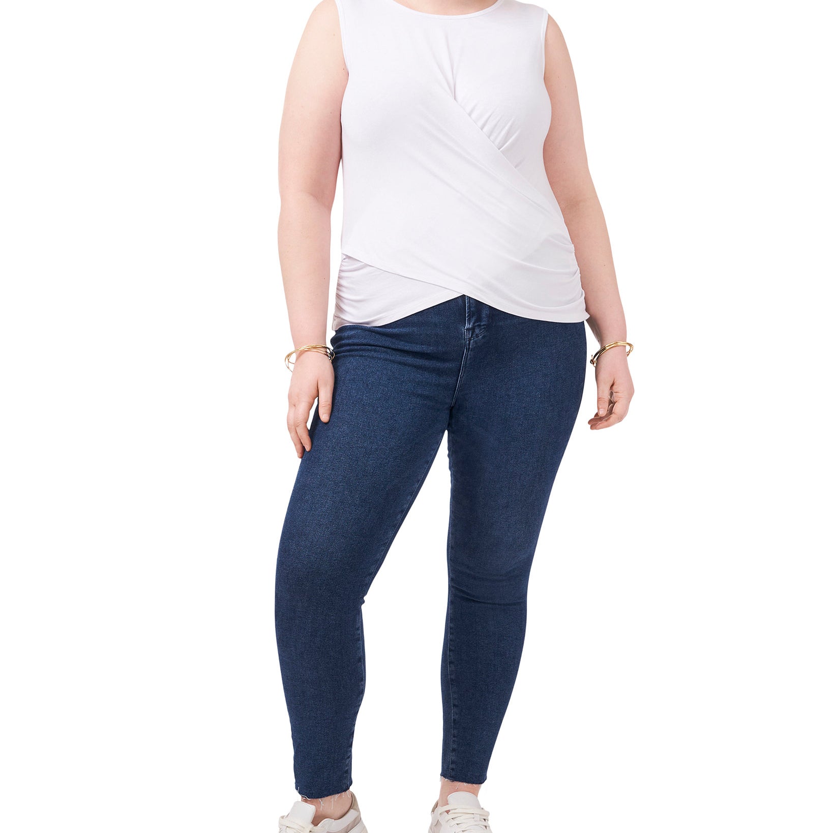 1.STATE Women Plus Cross Front Top