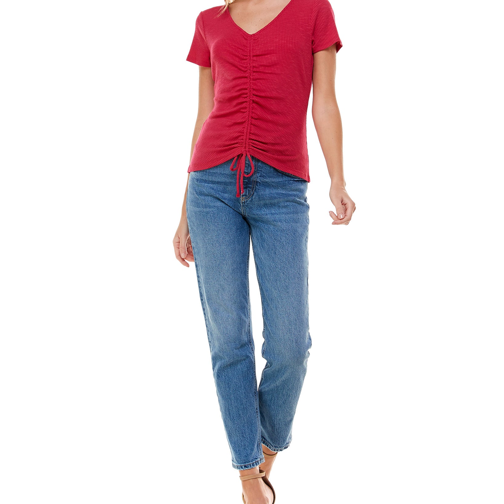 Ultra Flirt Women Ruched Front Top