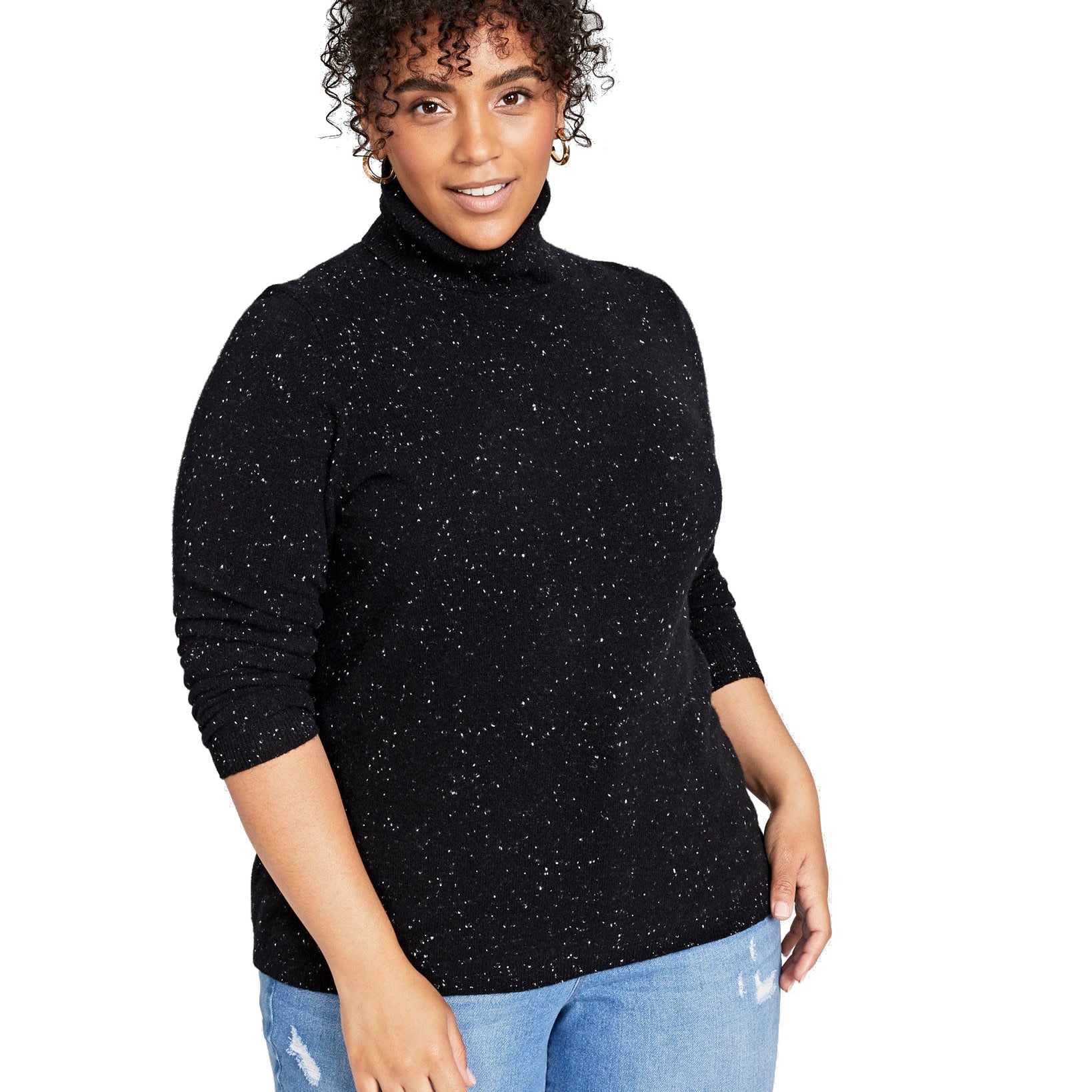 Charter Club Women Plus Cashmere Turtleneck Sweater Classic Black