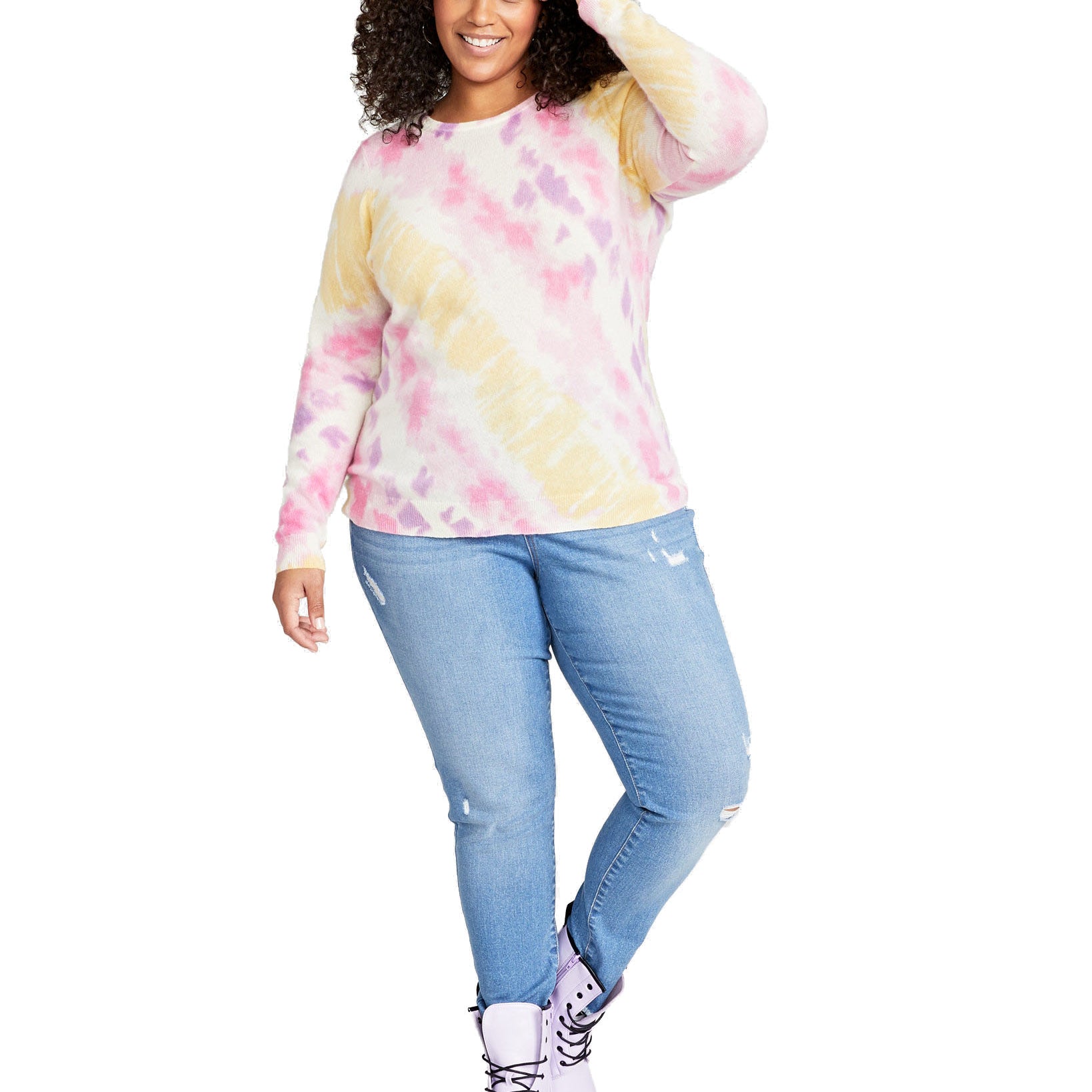 Charter Club Women Plus Tie Dyed Cashmere Sweater