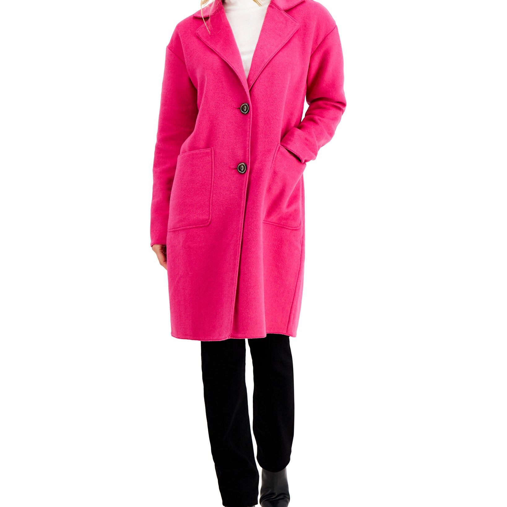 Charter Club Women Notch Collar Coat Pink Tutu