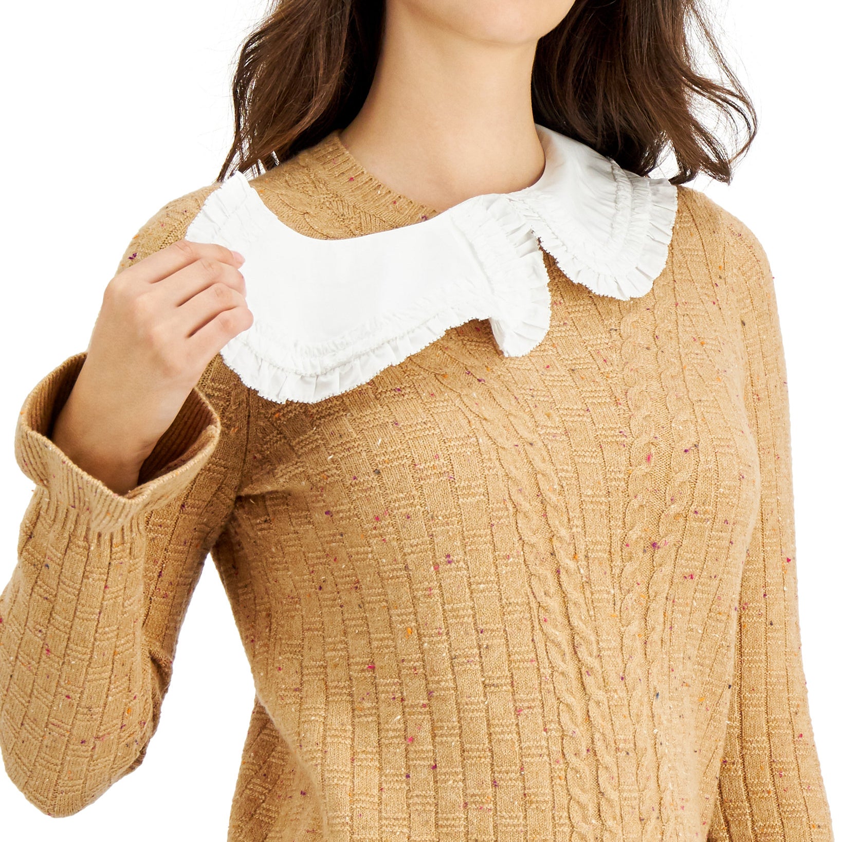 Charter Club Women Removable Collar Knit Sweater