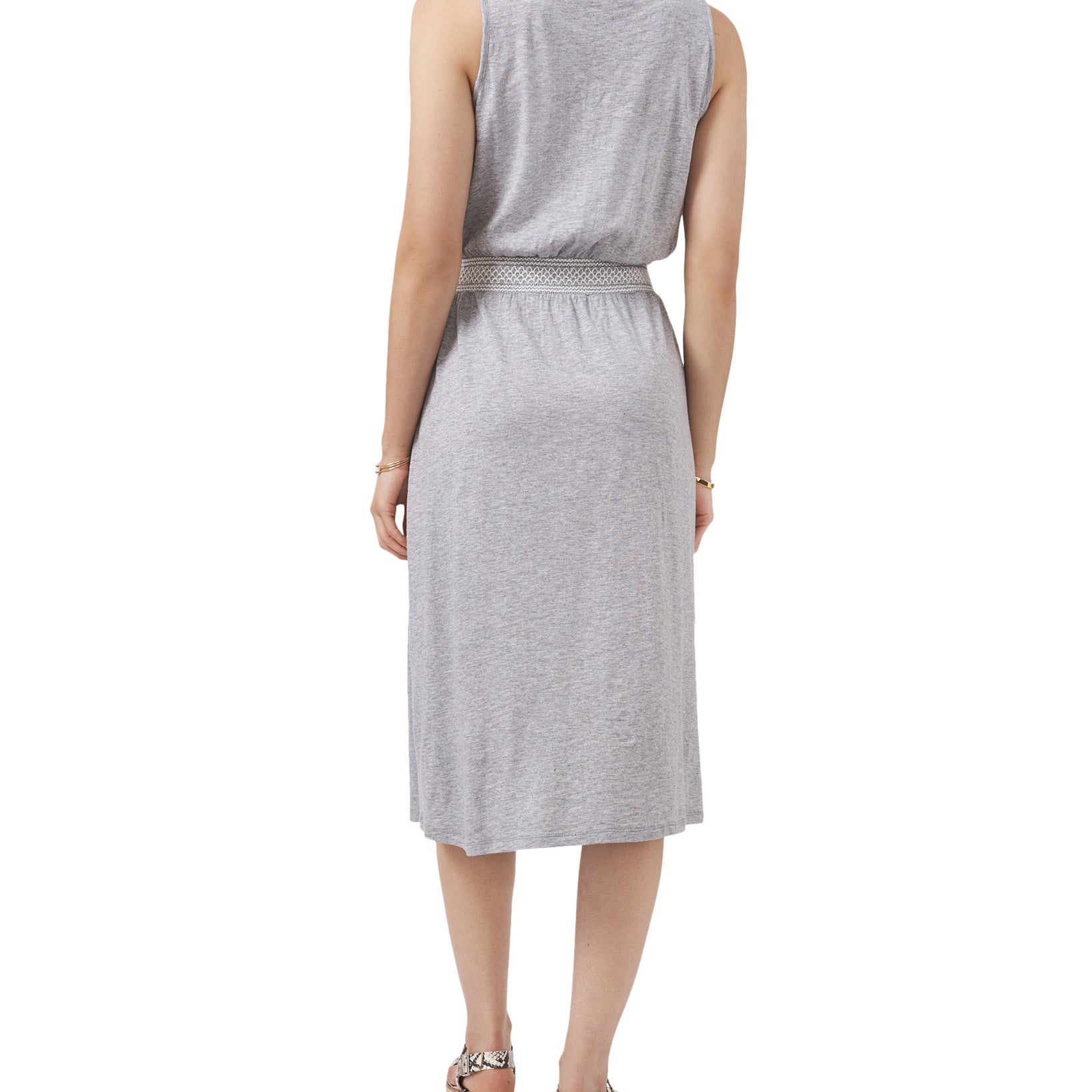 Vince Camuto Women Petite Embroidered Smocked Waist Dress