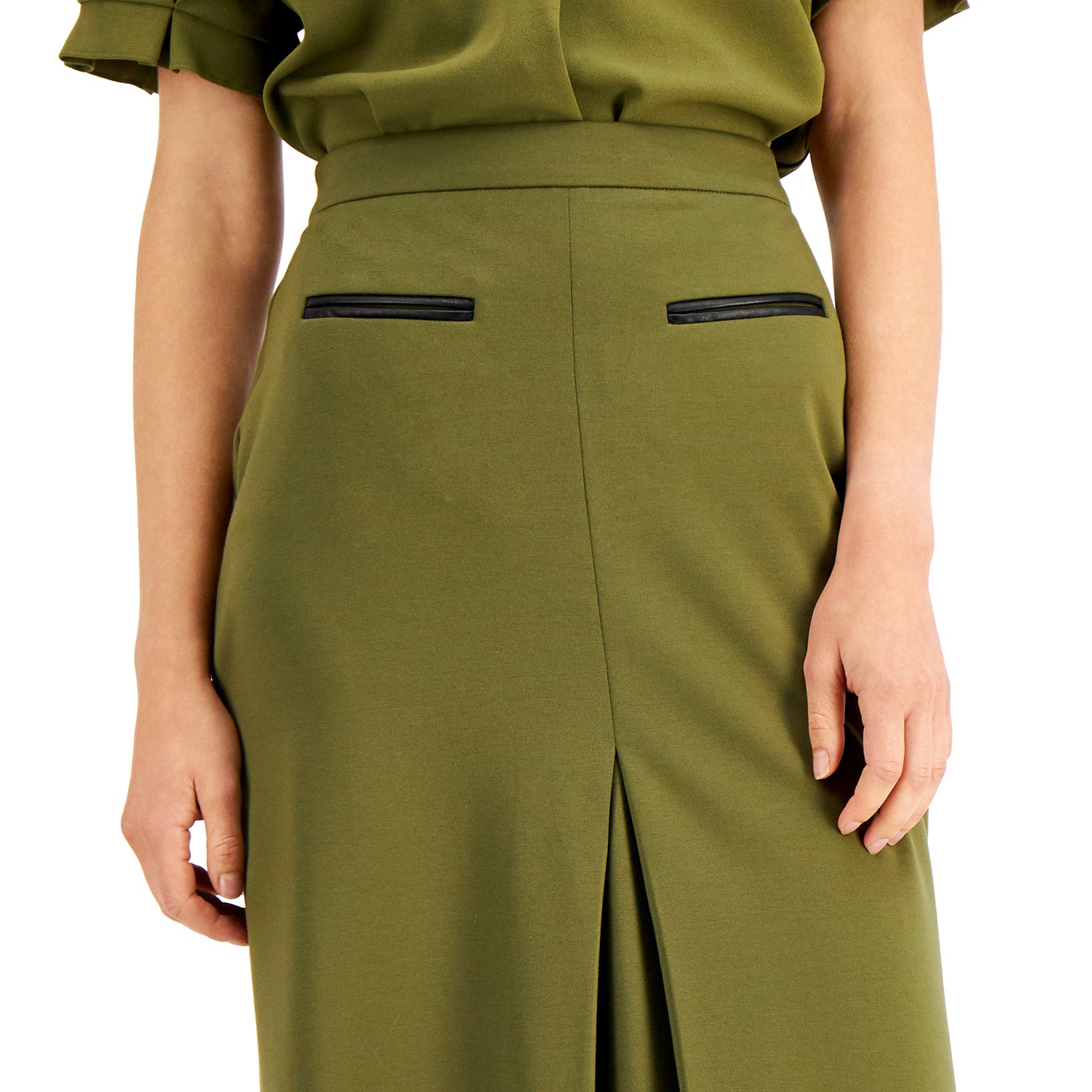 Alfani Women Pull On Knee Length Pleated Pencil Skirt