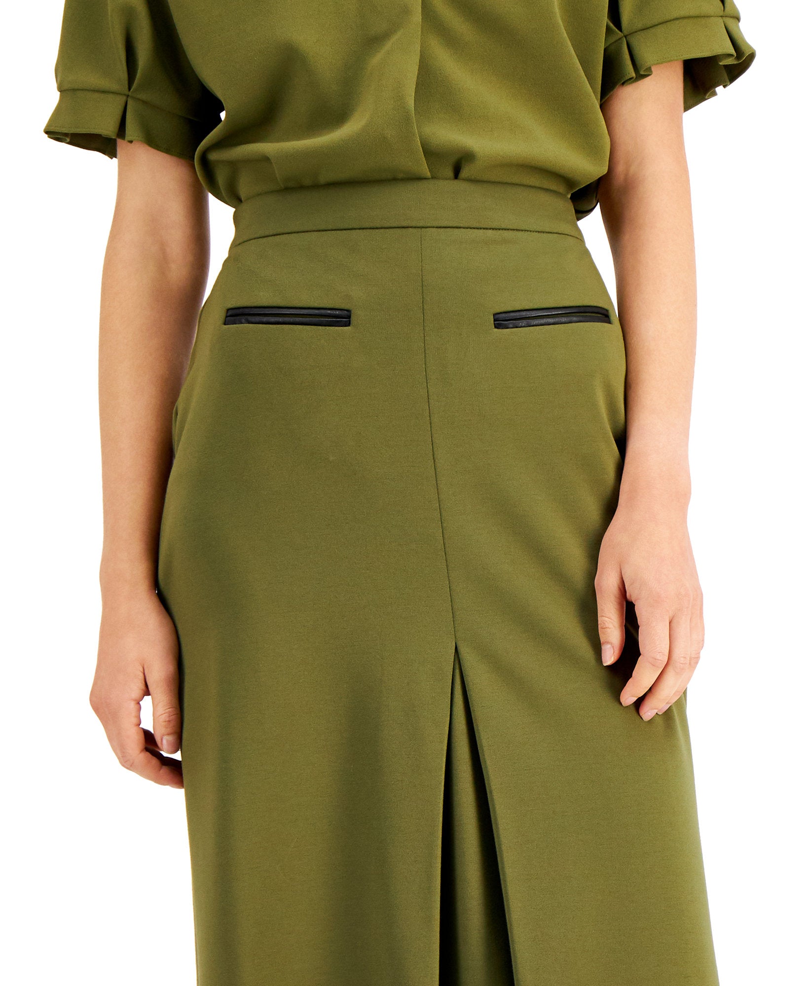 Alfani Women Pull On Knee Length Pleated Pencil Skirt