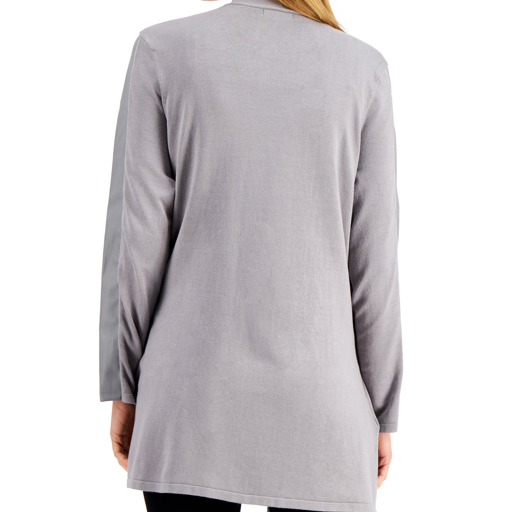 Alfani Women Petite Faux Leather Trimmed Cardigan Sweater