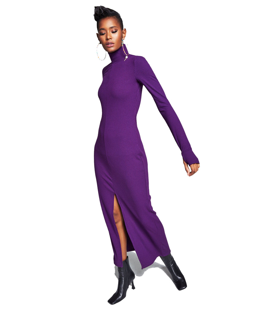 INC International Concepts Women Misa Hylton Ribbed Maxi Dress Royal Purple