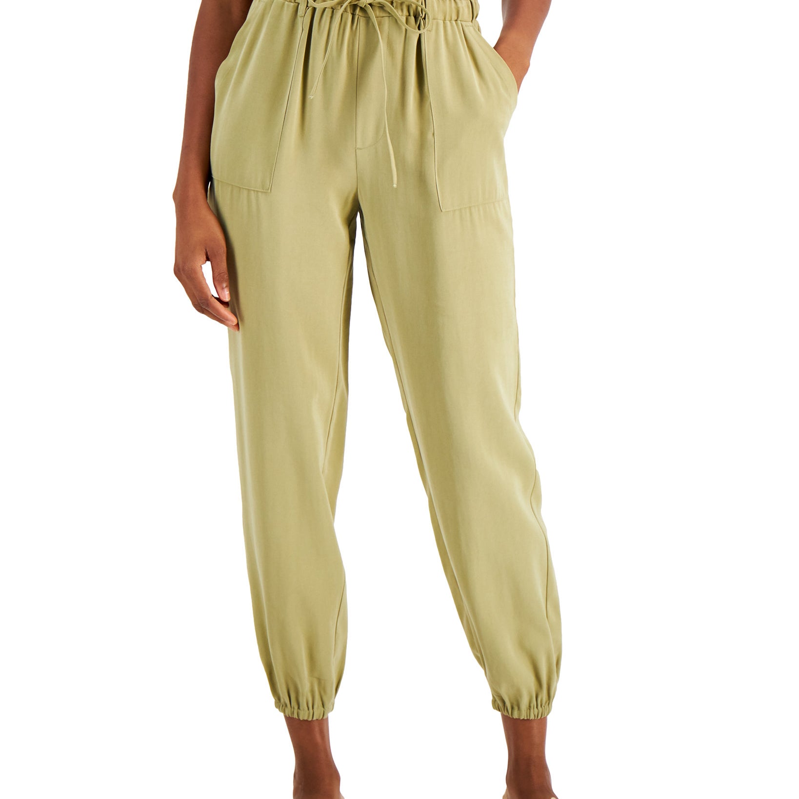INC International Concepts Women Drawstring Waist Jogger Pants Mountain Moss