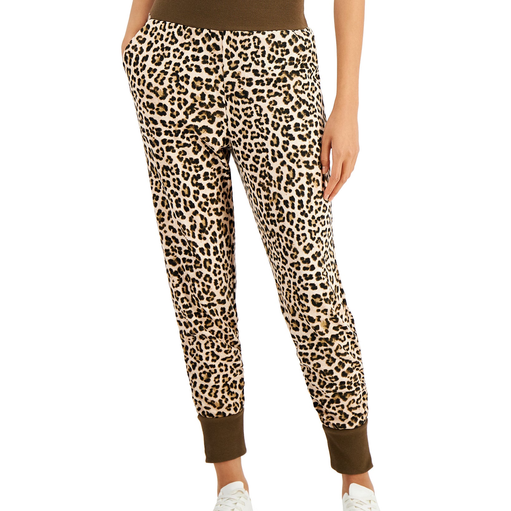 INC International Concepts Women Printed Terry Joggers Classic Cheetah