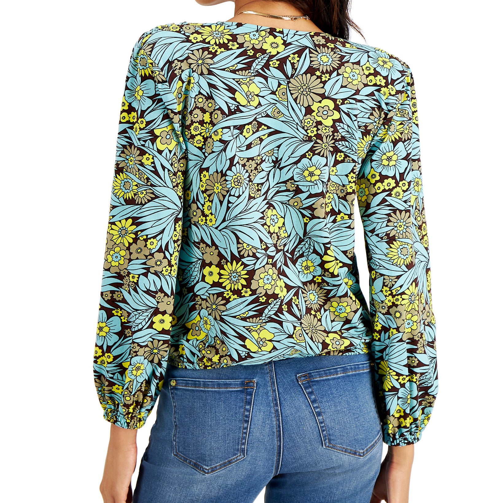 INC International Concepts Women Printed Surplice Blouse