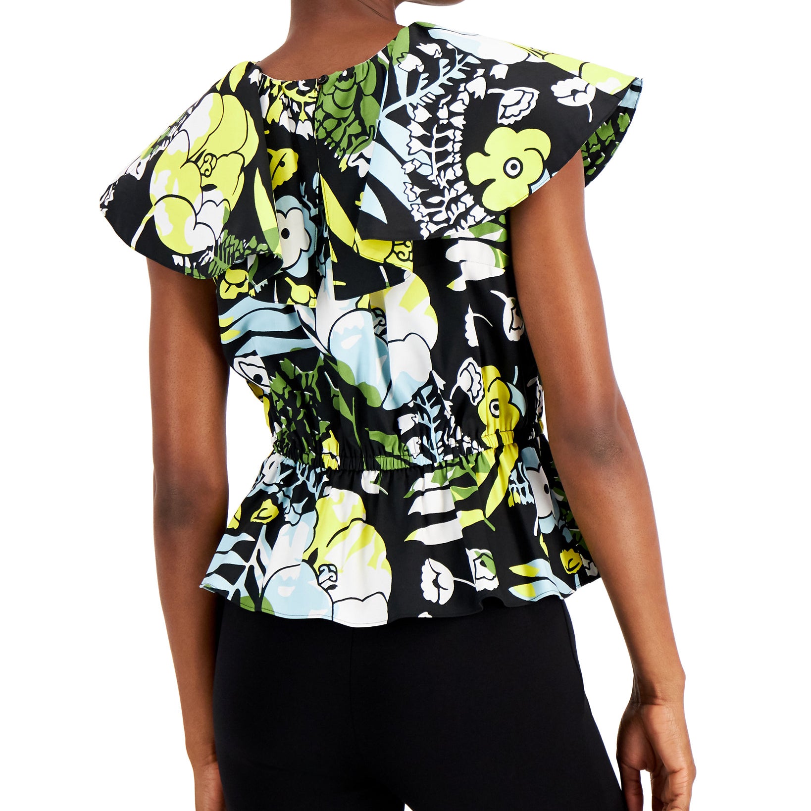 INC International Concepts Women Wide Collar Cinched Waist Top