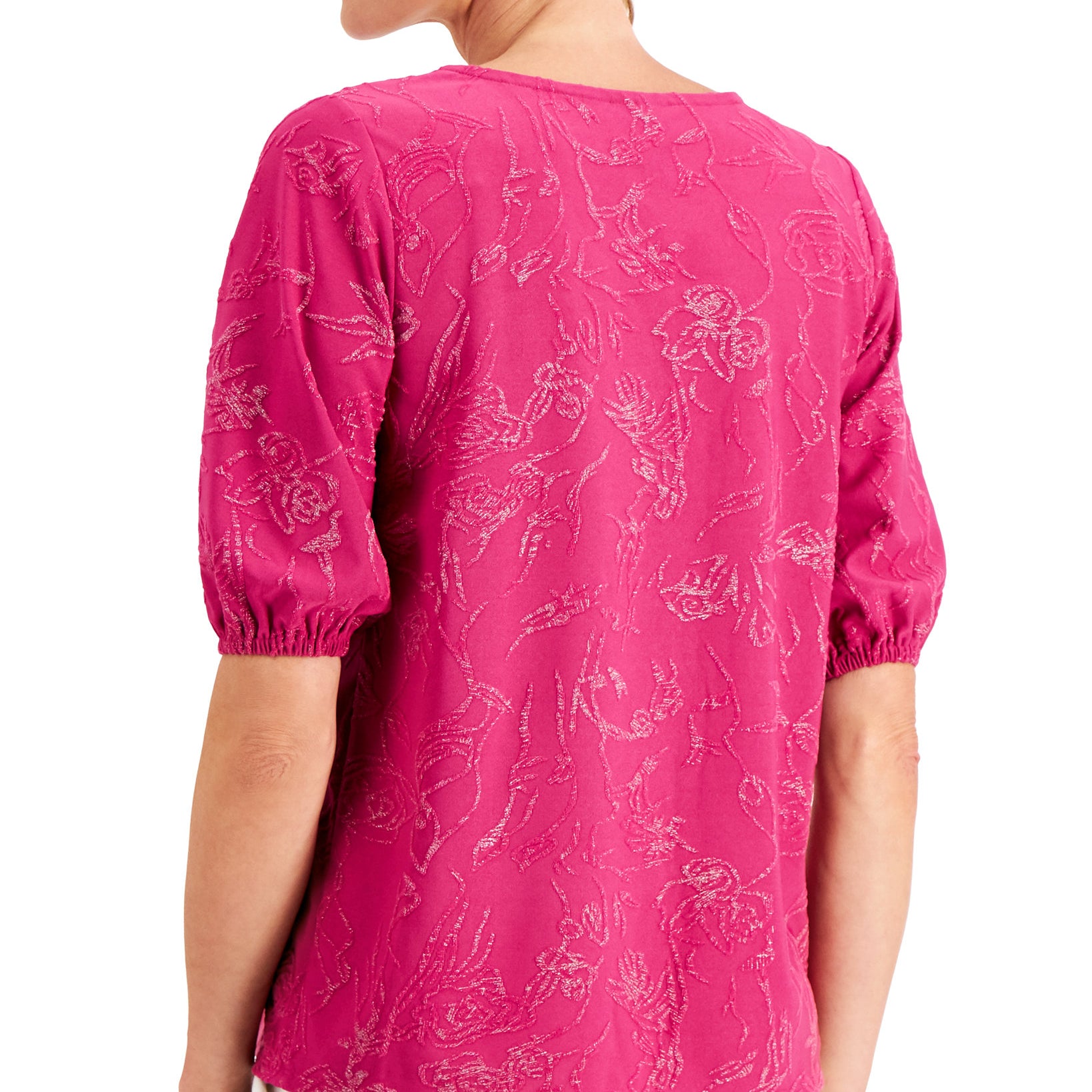 JM Collection Women Petite Shine Jacquard Top