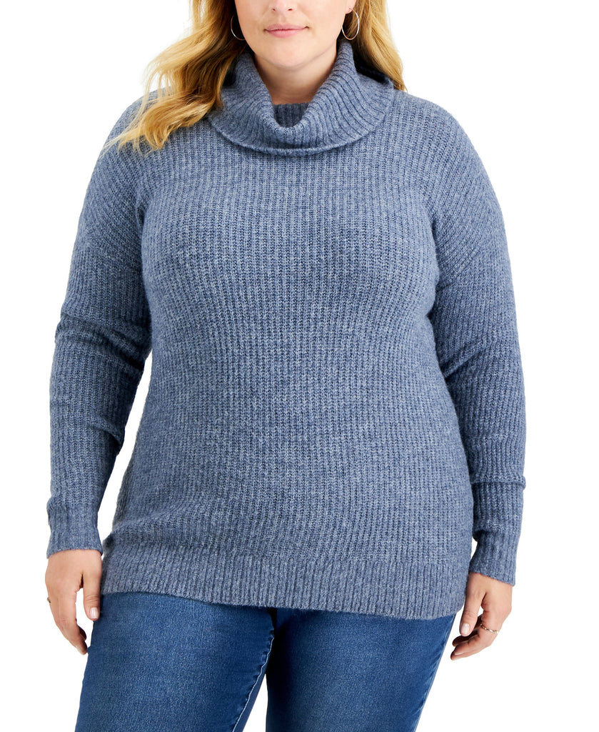 Style & Co Women Plus Cowlneck Tunic Sweater Regal Blue