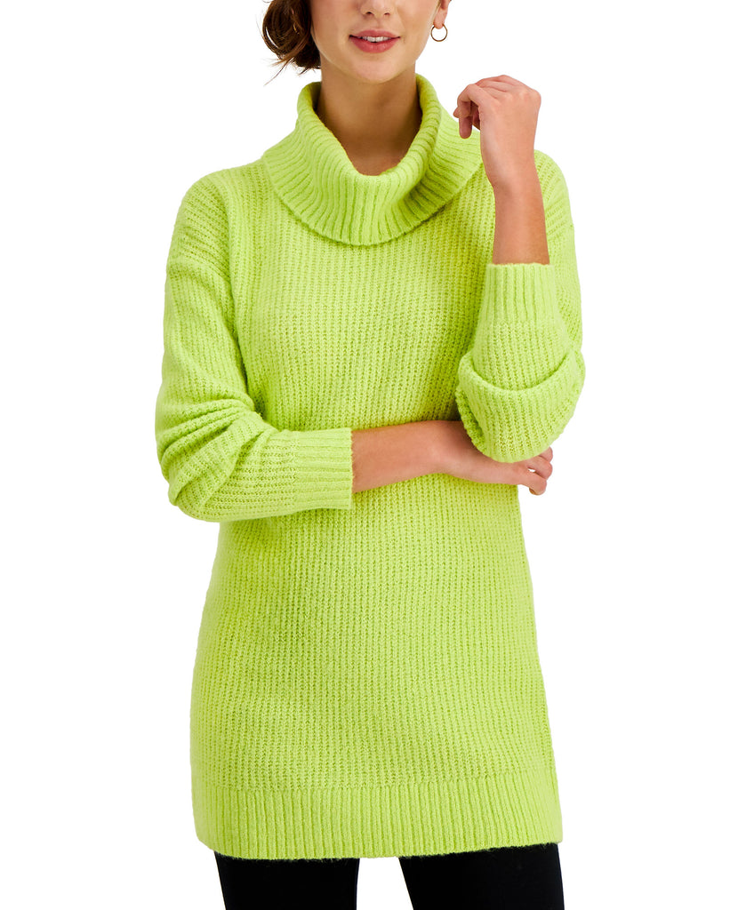 Style & Co Women Cowl Neck Tunic Sweater Lightest Lime