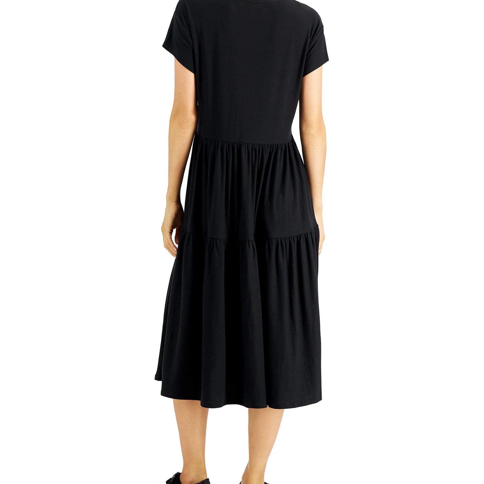 JAMIE & LAYLA Women Petite Tiered Crewneck Midi Dress