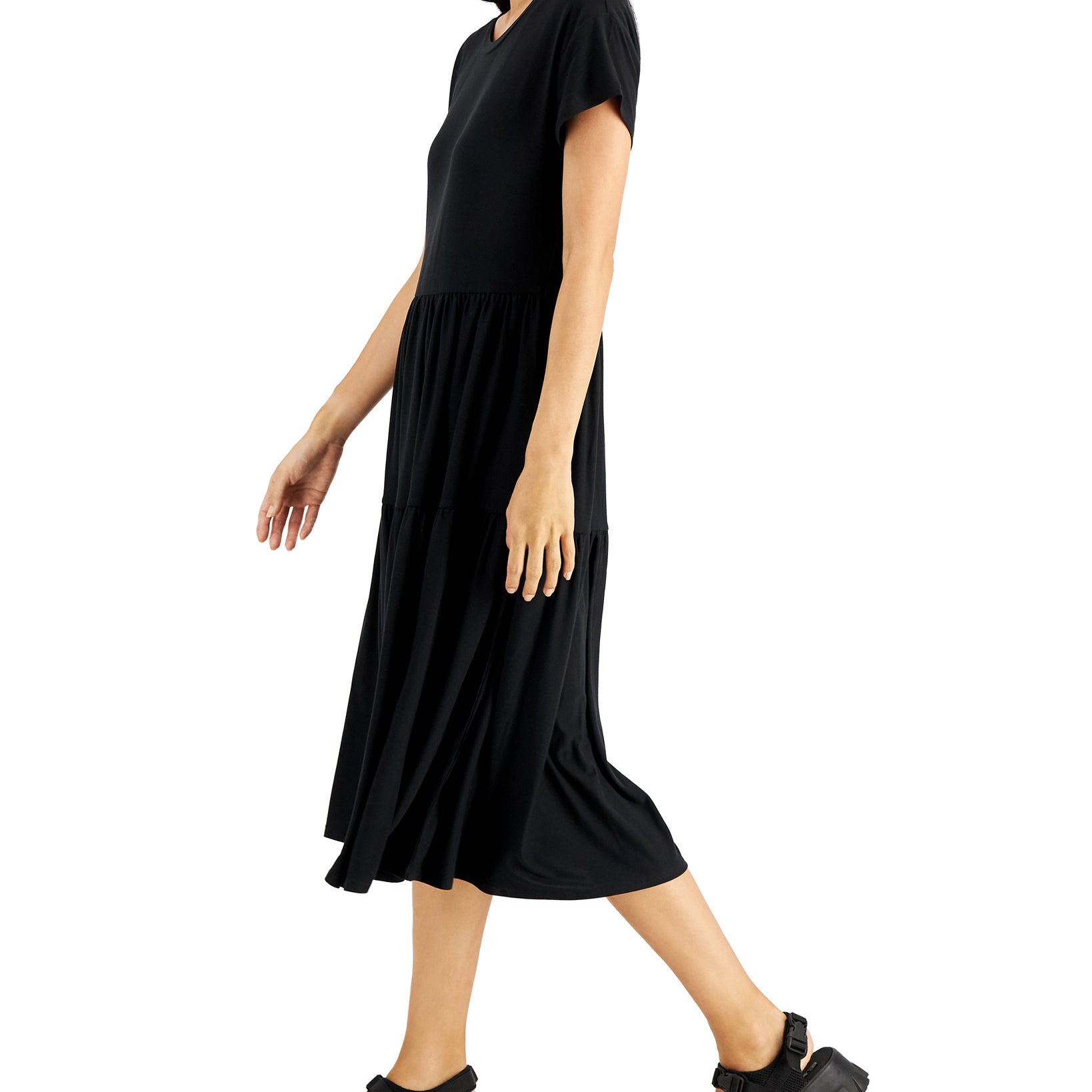 JAMIE & LAYLA Women Petite Tiered Crewneck Midi Dress