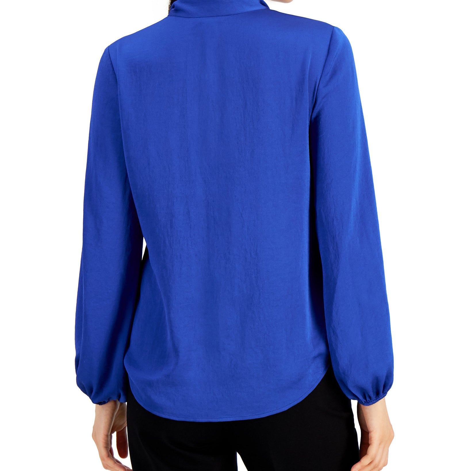 Bar III Women Tie Neck Cinched Sleeve Blouse
