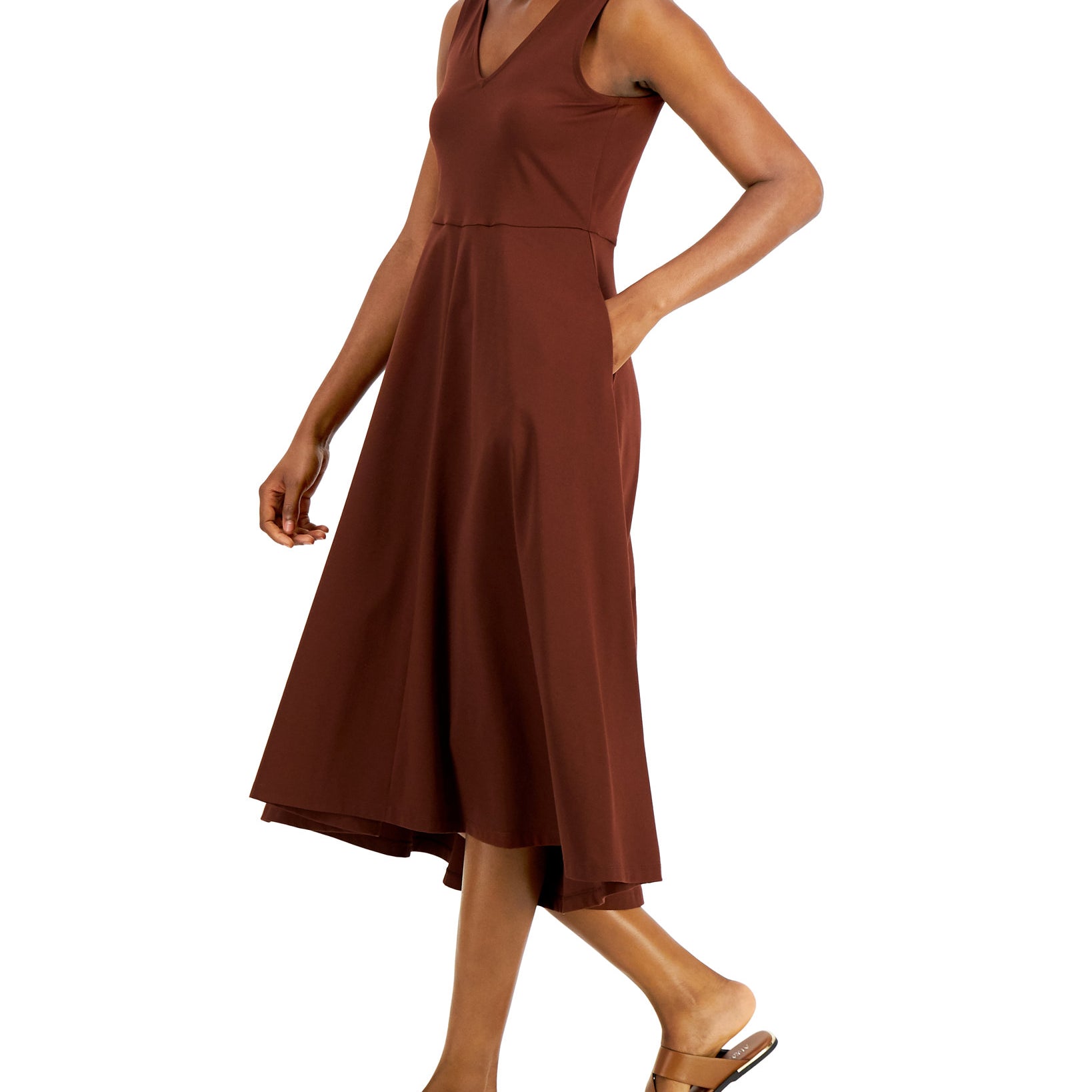 Alfani Women Solid V Neck Tank Dress
