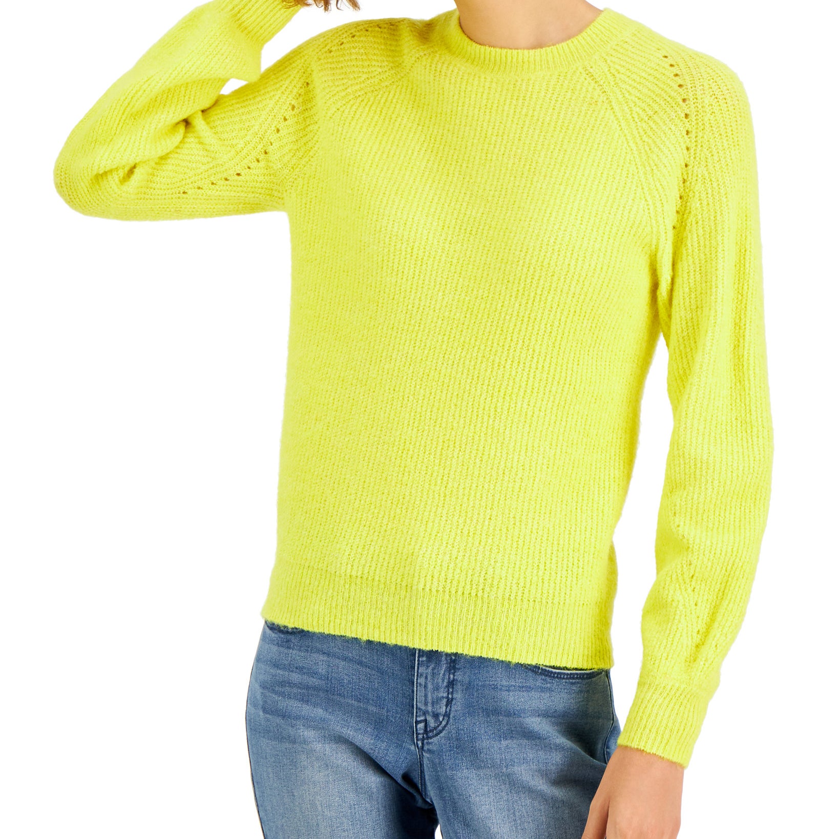 Style & Co Women Ribbed Crewneck Sweater Sunray