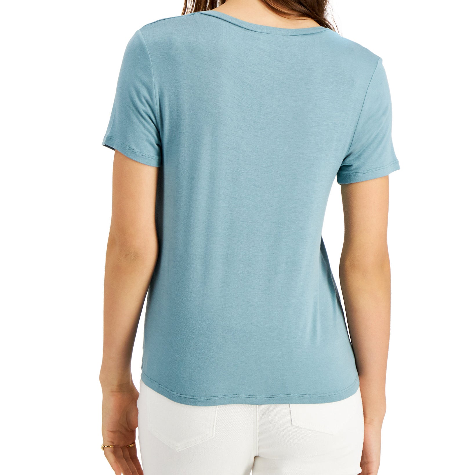 Self Esteem Women Twist Front Pocket T Shirt