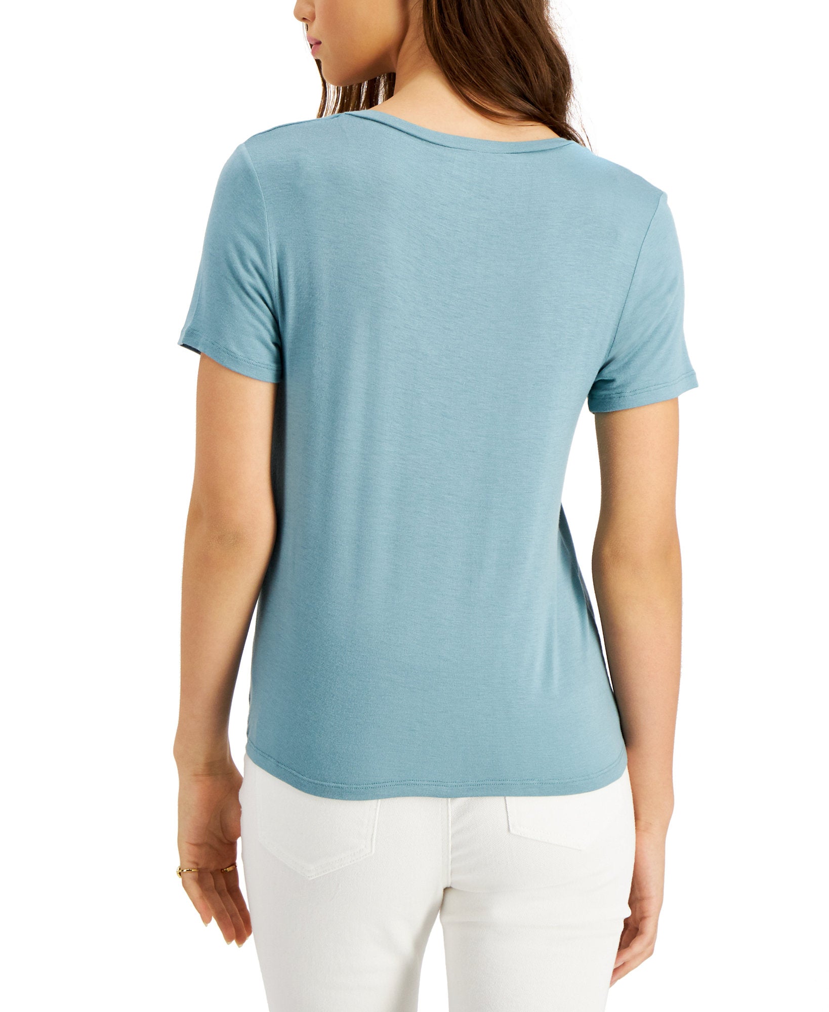 Self Esteem Women Twist Front Pocket T Shirt