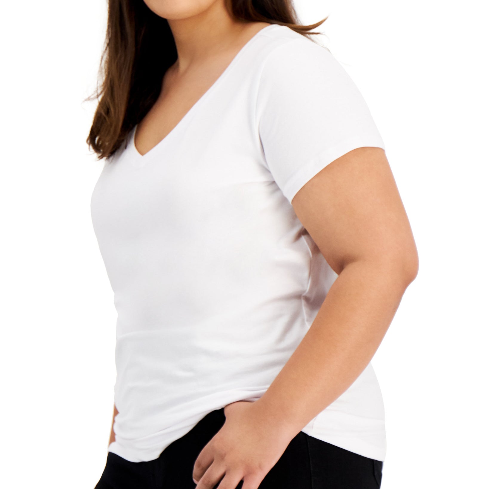 Aveto Women Plus Trendy Fitted V Neck T Shirt