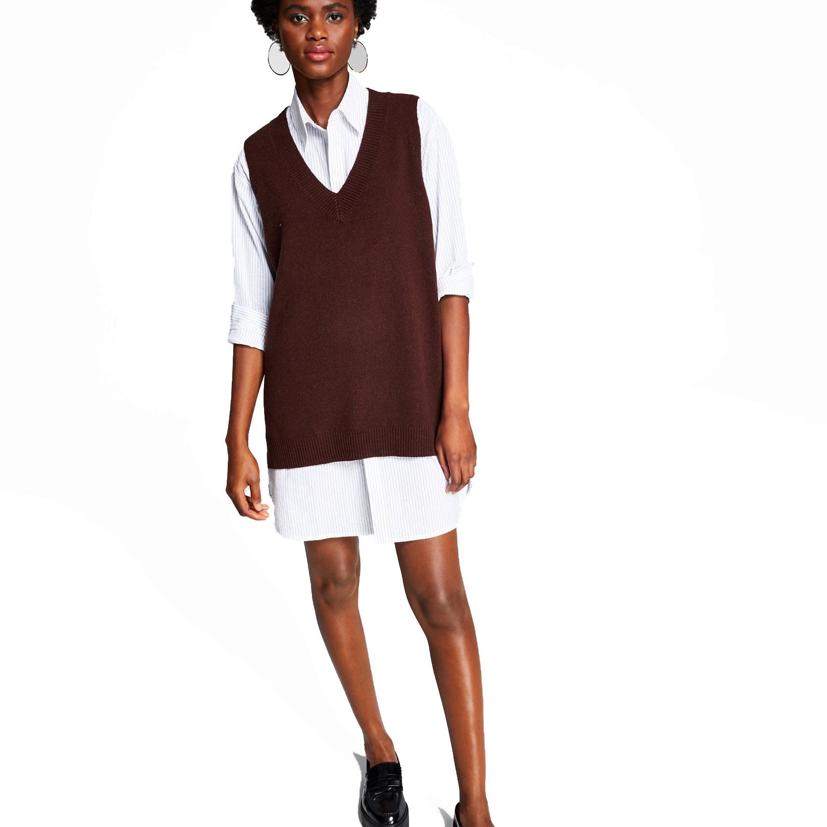 And-Now-This-Women-Oversized-Sweater-Vest-Dark-Brown