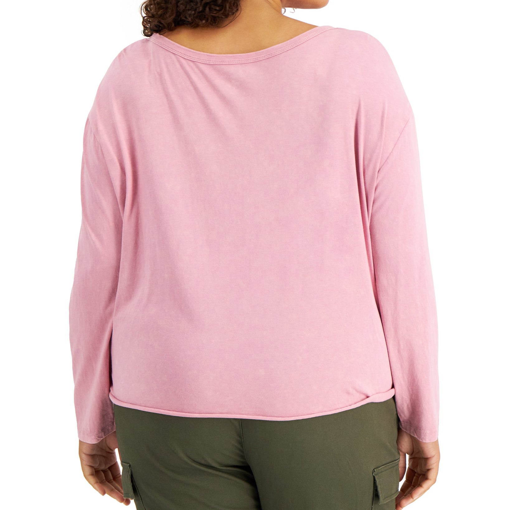 Rebellious One Women Plus Tie Hem Henley