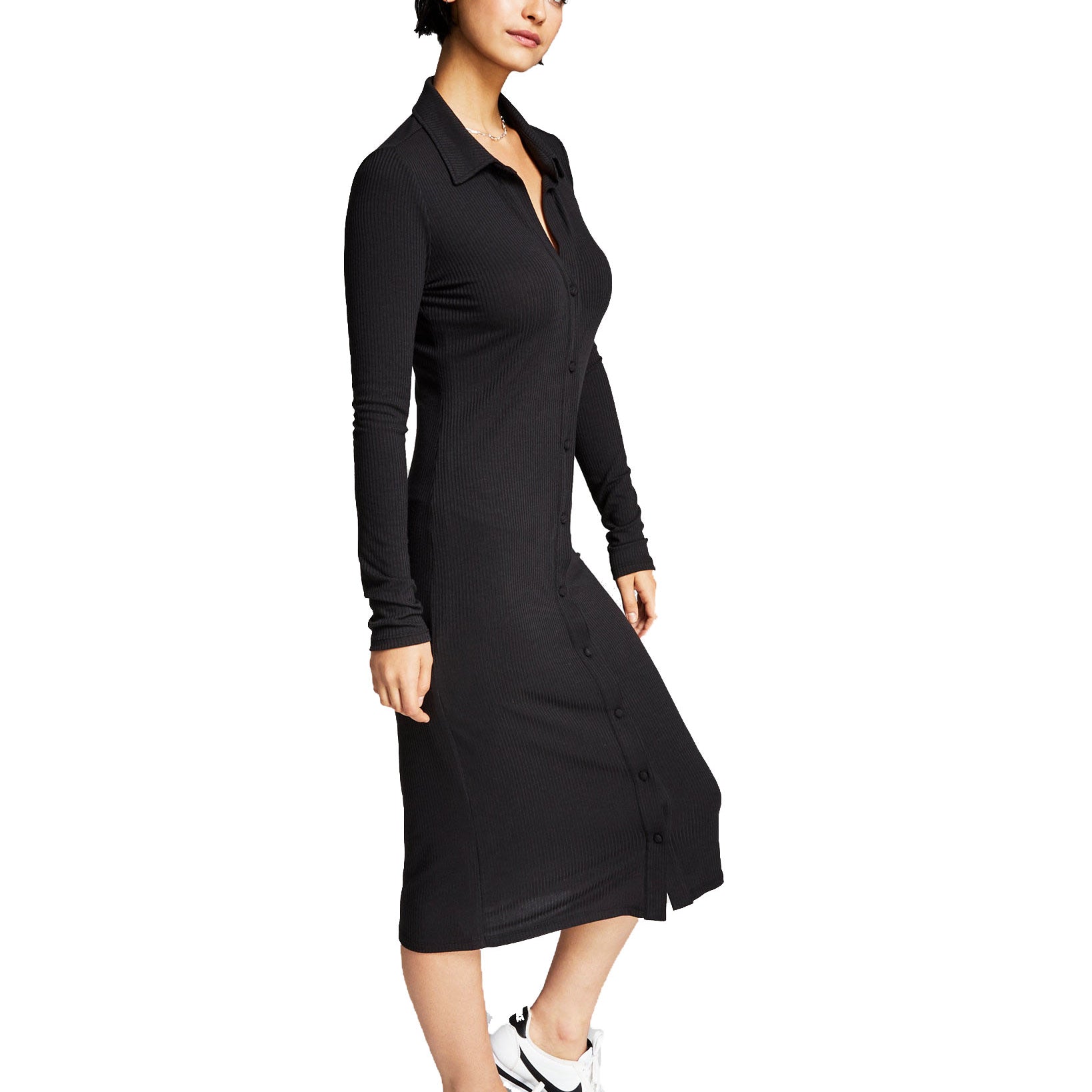 And Now This Women Ribbed Polo Midi Dress