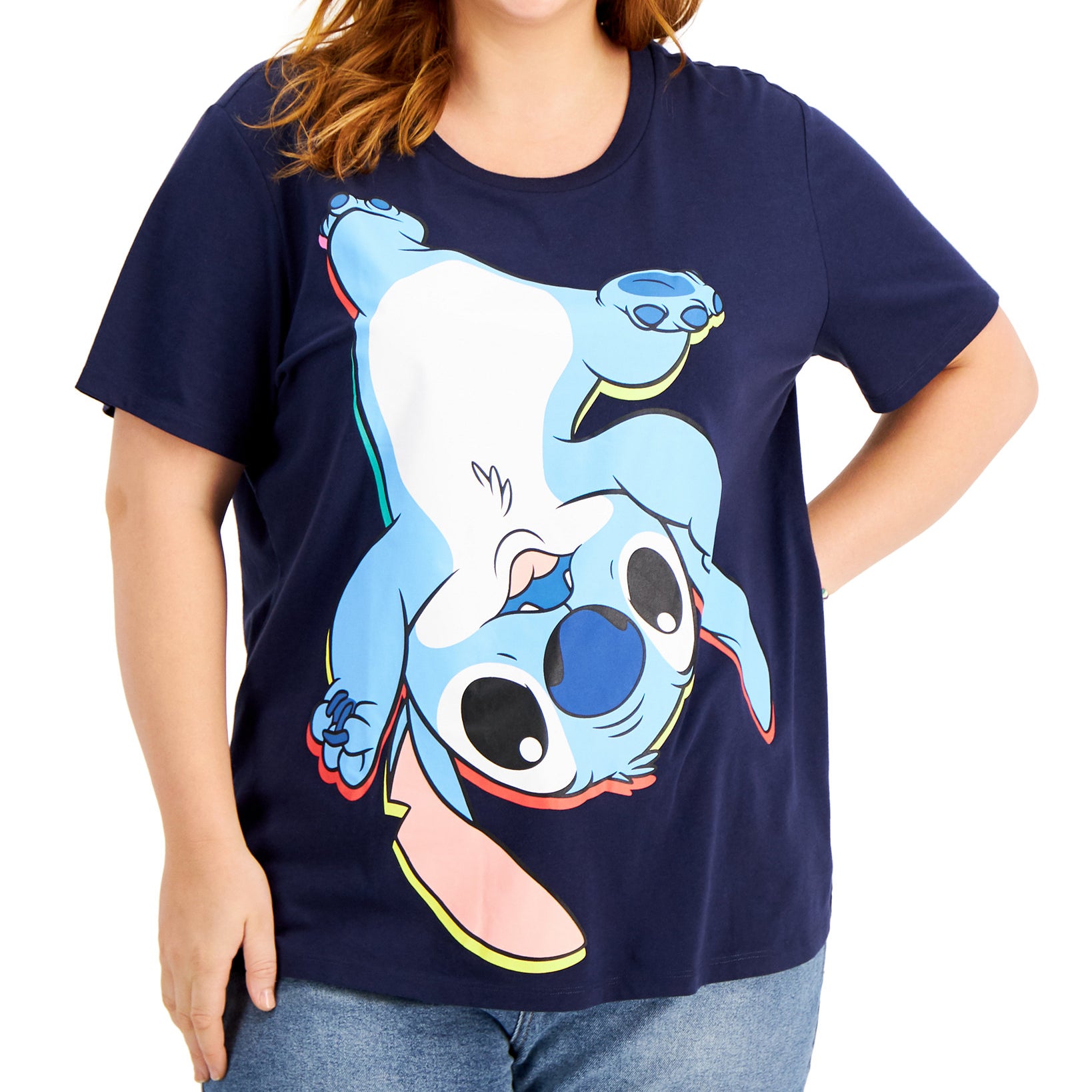Love Tribe Women Plus Trendy Stitch Graphic Print T Shirt Peacoat